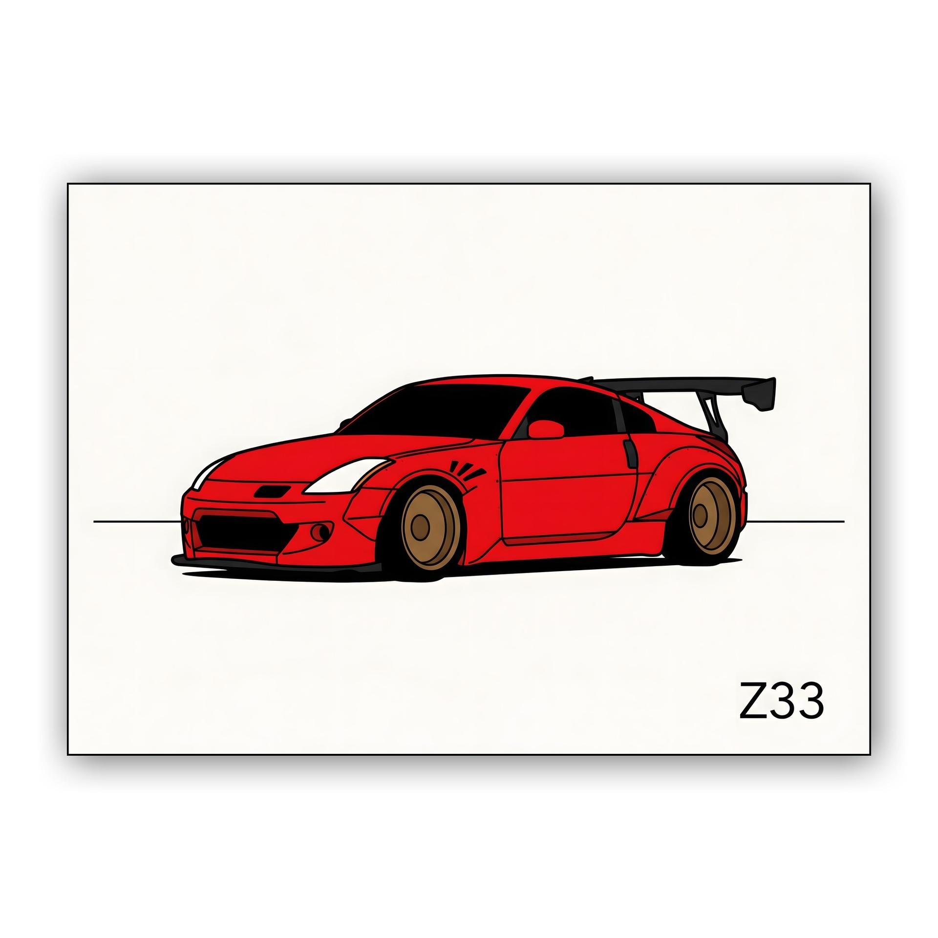 Red Z33: Minimalist Widebody Illustration