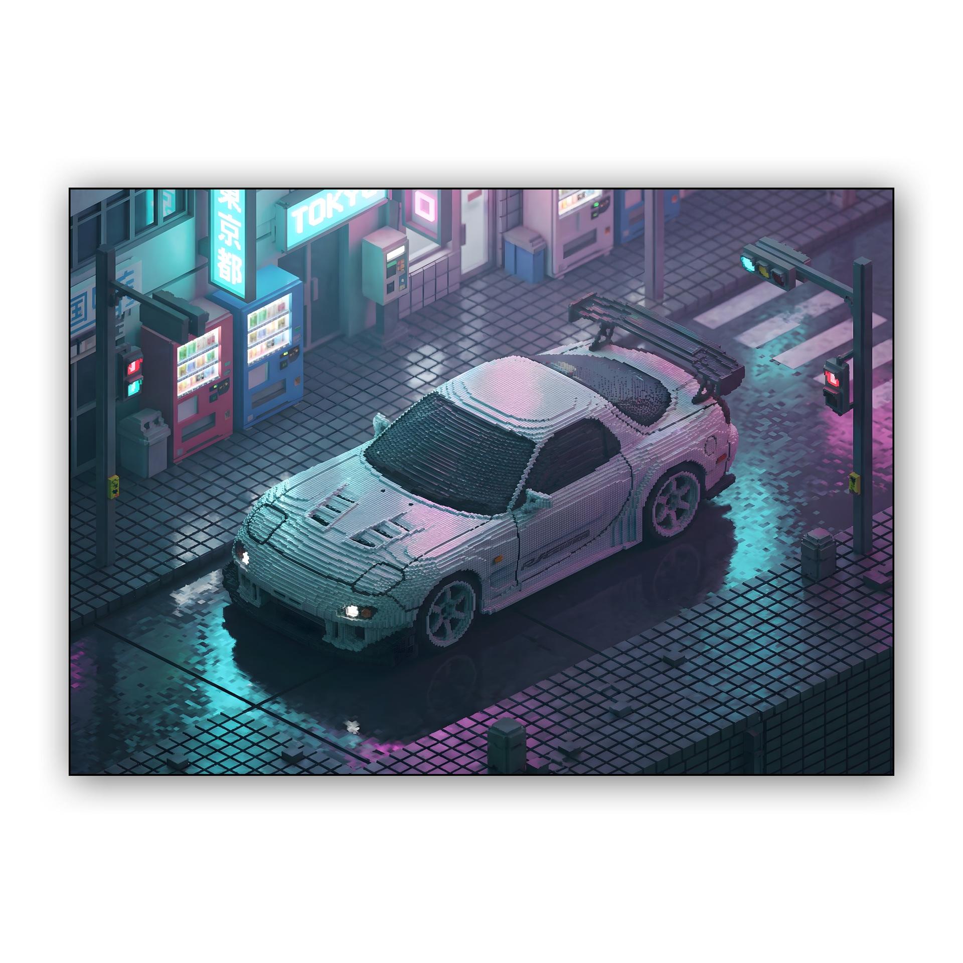 Voxel Drift: RX-7 FD in Neon Tokyo