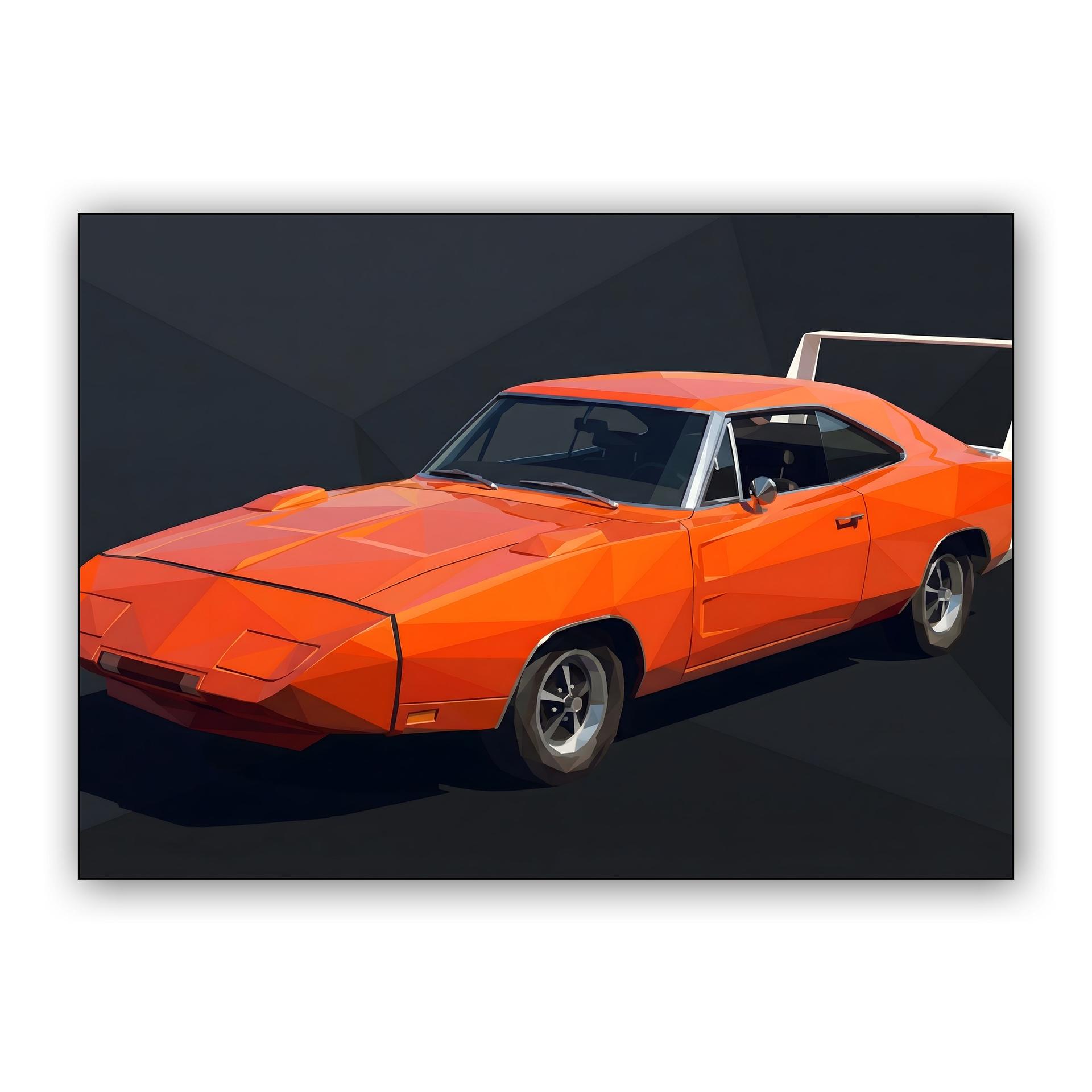 Orange Charger Daytona Low Poly Digital Art