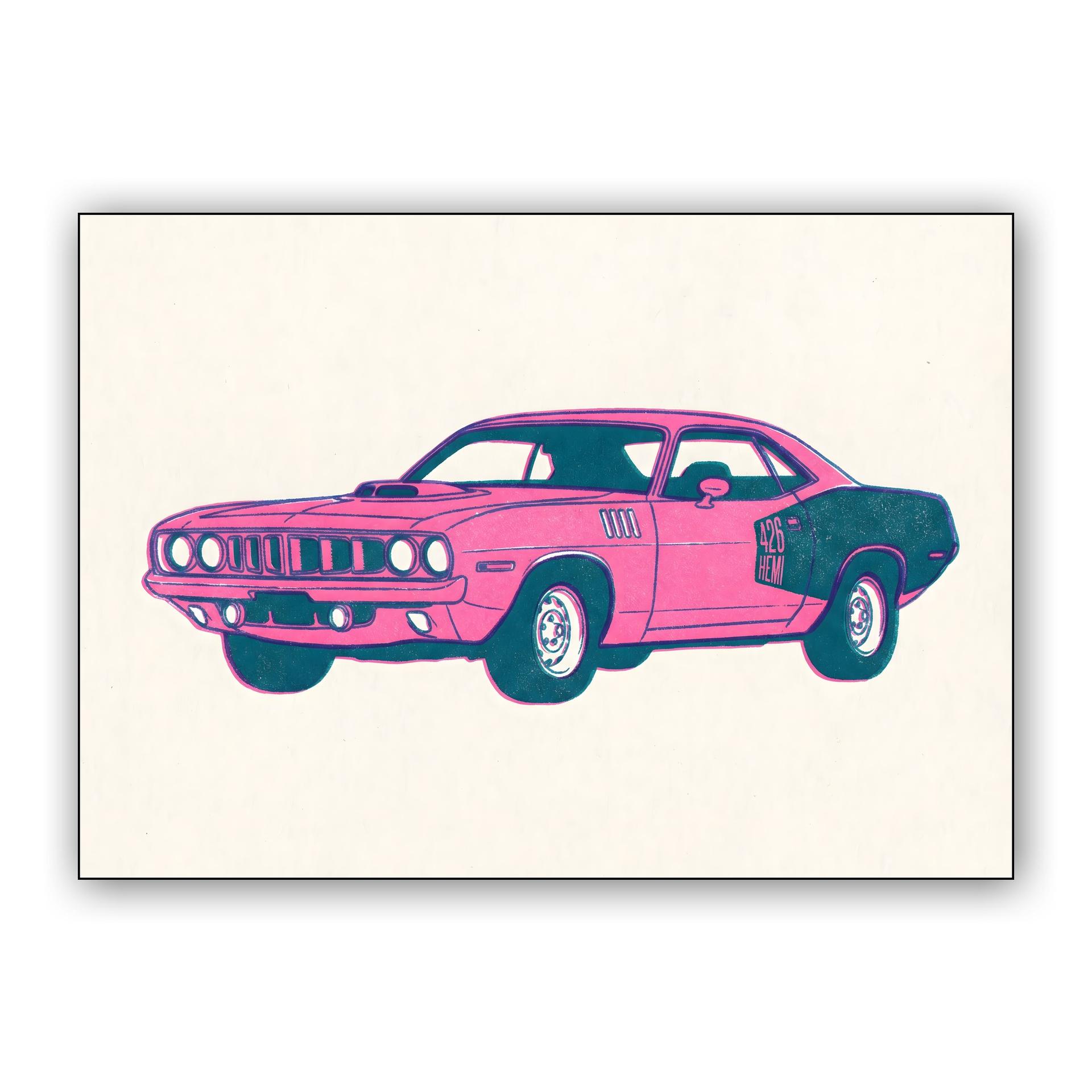 Plymouth Cuda 426 HEMI Risograph Print