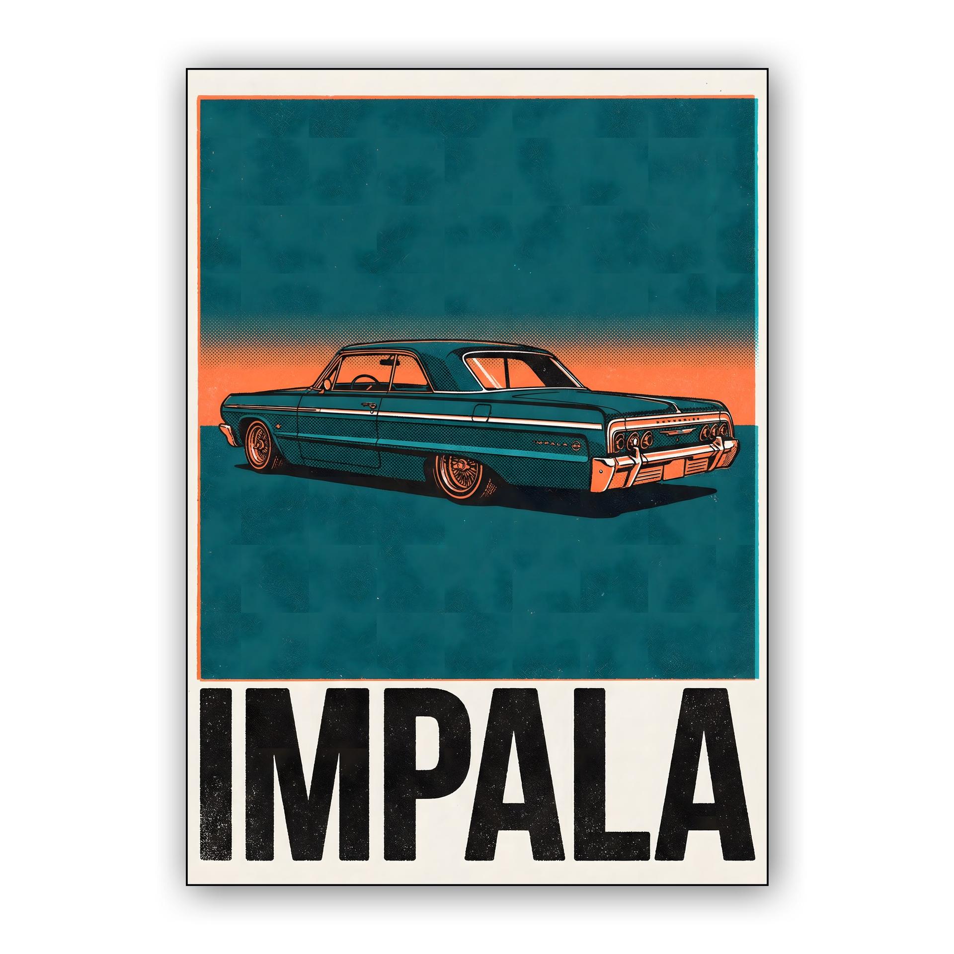 Vintage Teal Impala Poster