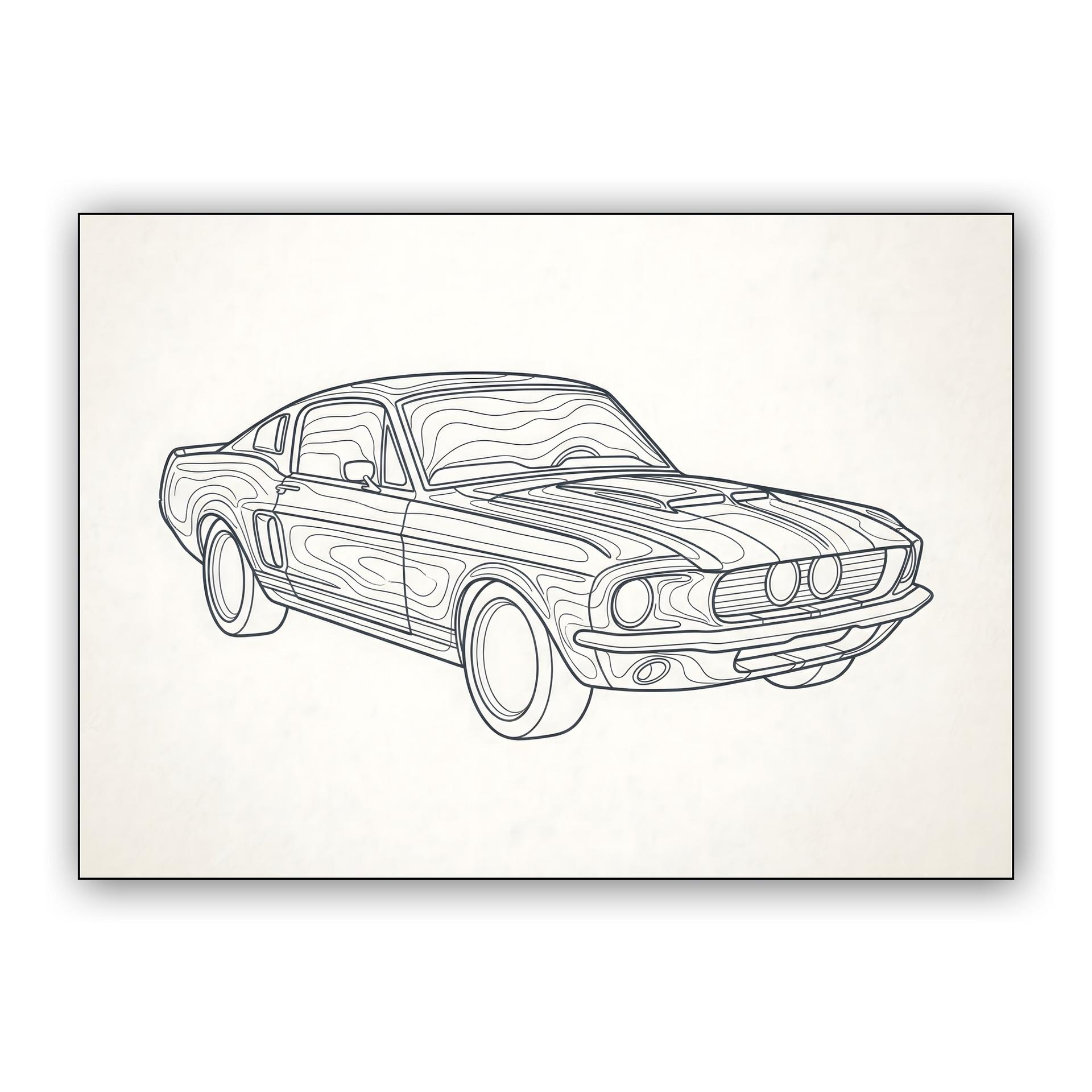 Shelby GT500 Topographic Line Art