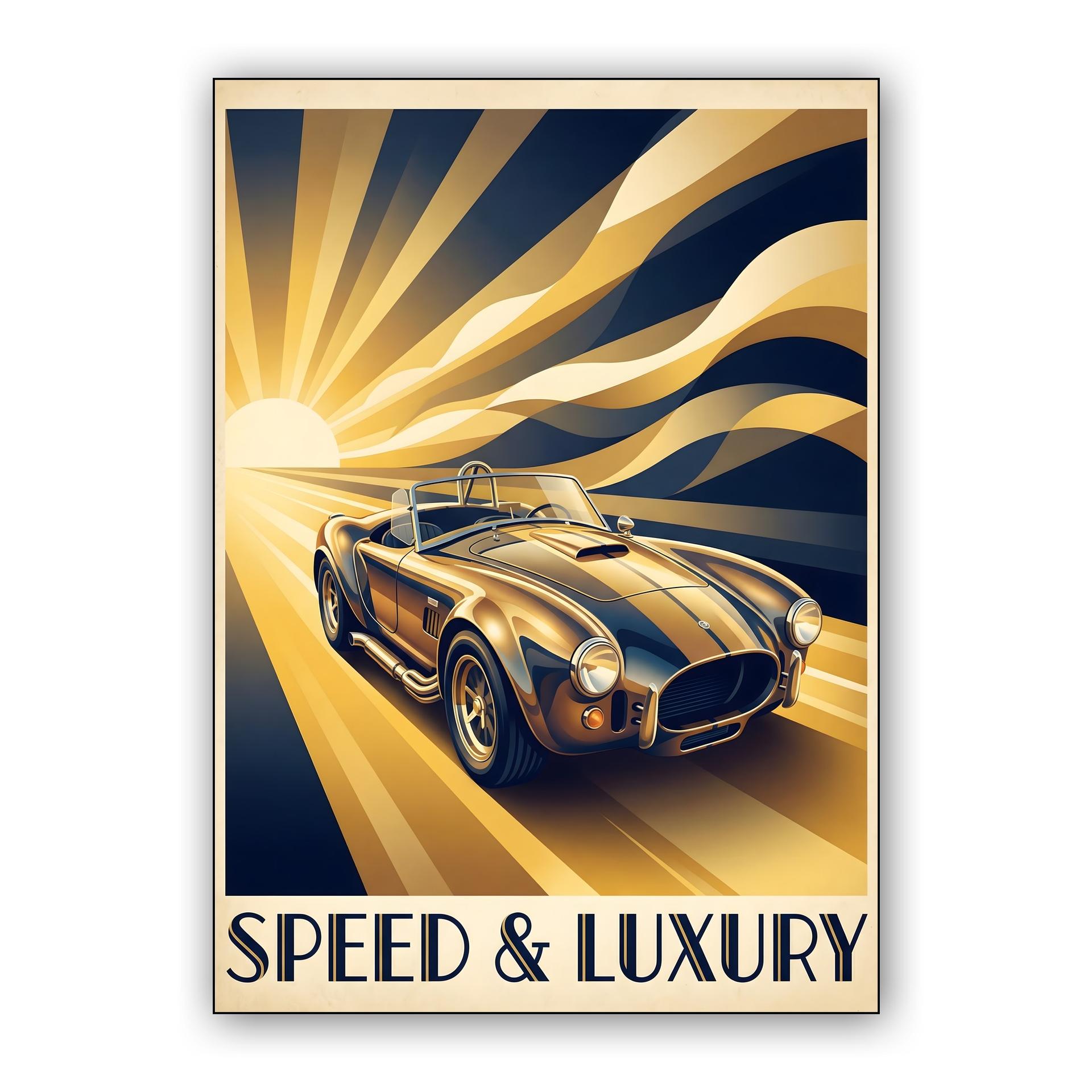 Shelby Cobra Speed and Luxury Vintage Art Deco Poster