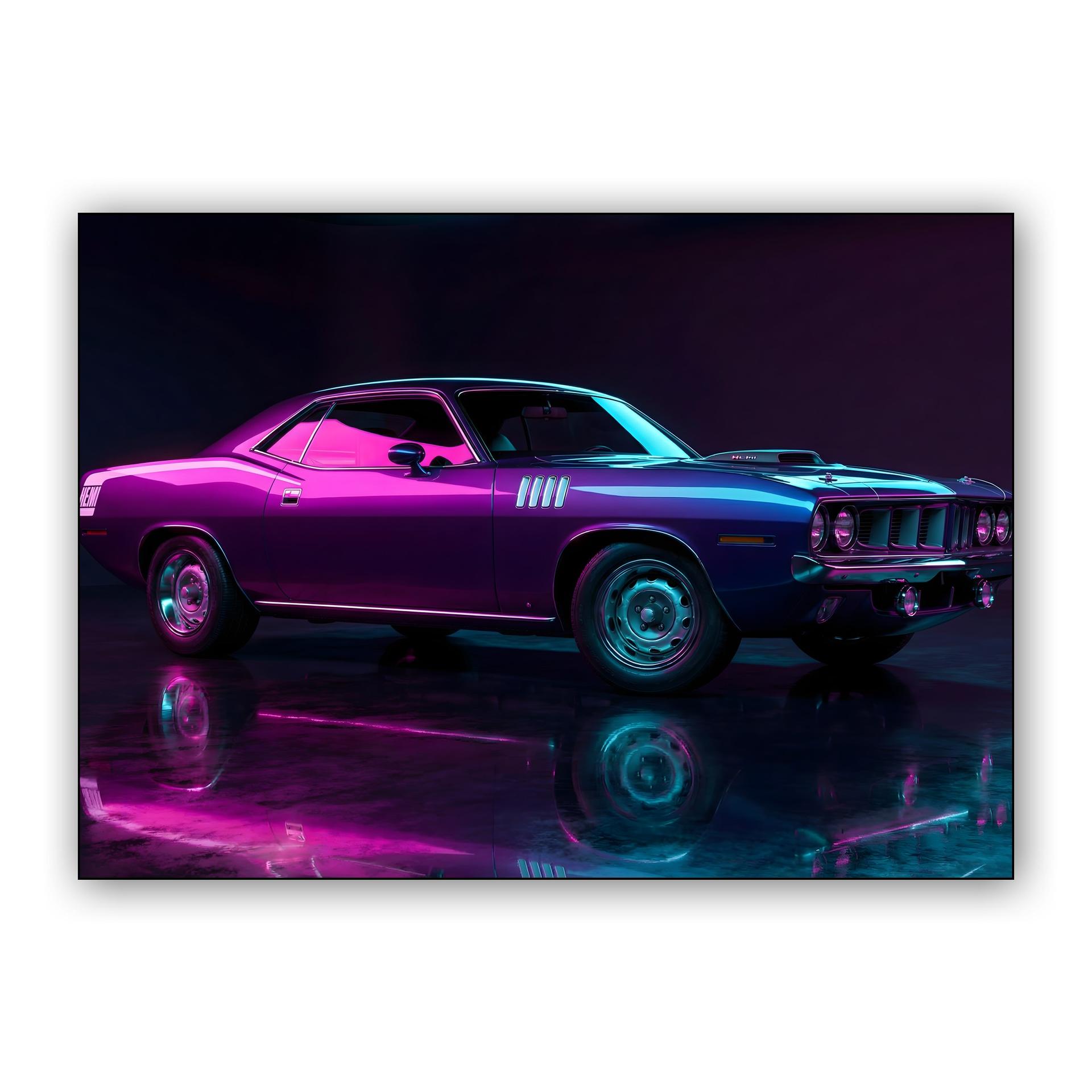 Neon Synthwave 'Cuda: Electric Hemi Power
