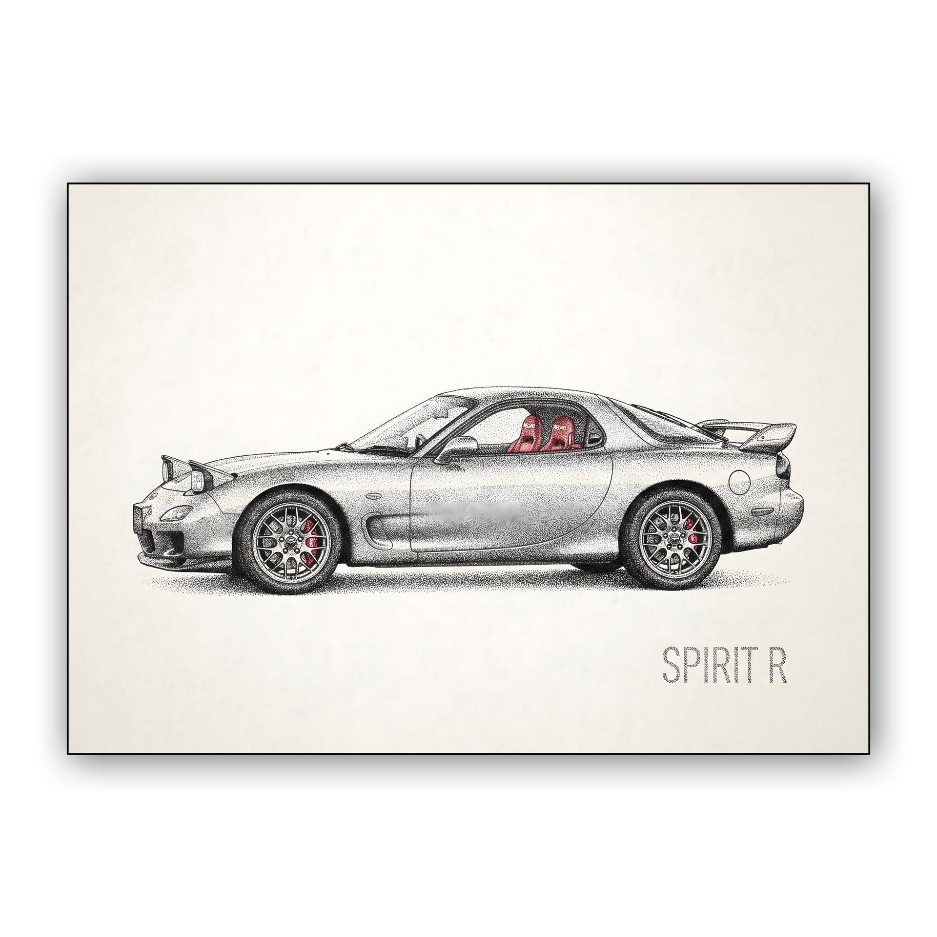 Mazda RX-7 Spirit R Stippling Illustration