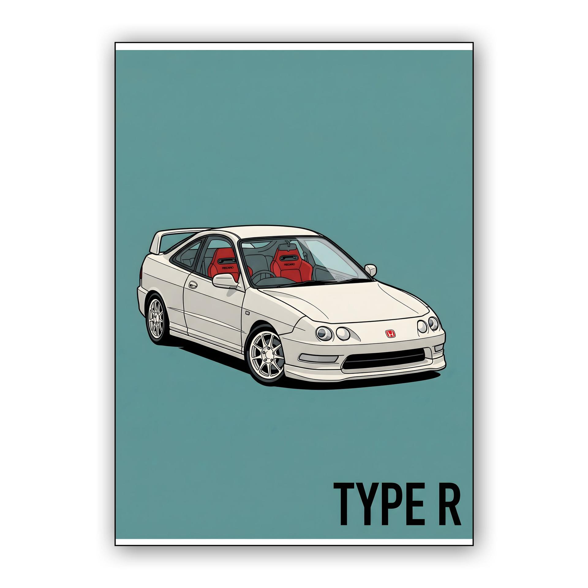 Honda Integra Type R DC2 Teal Minimalist Art