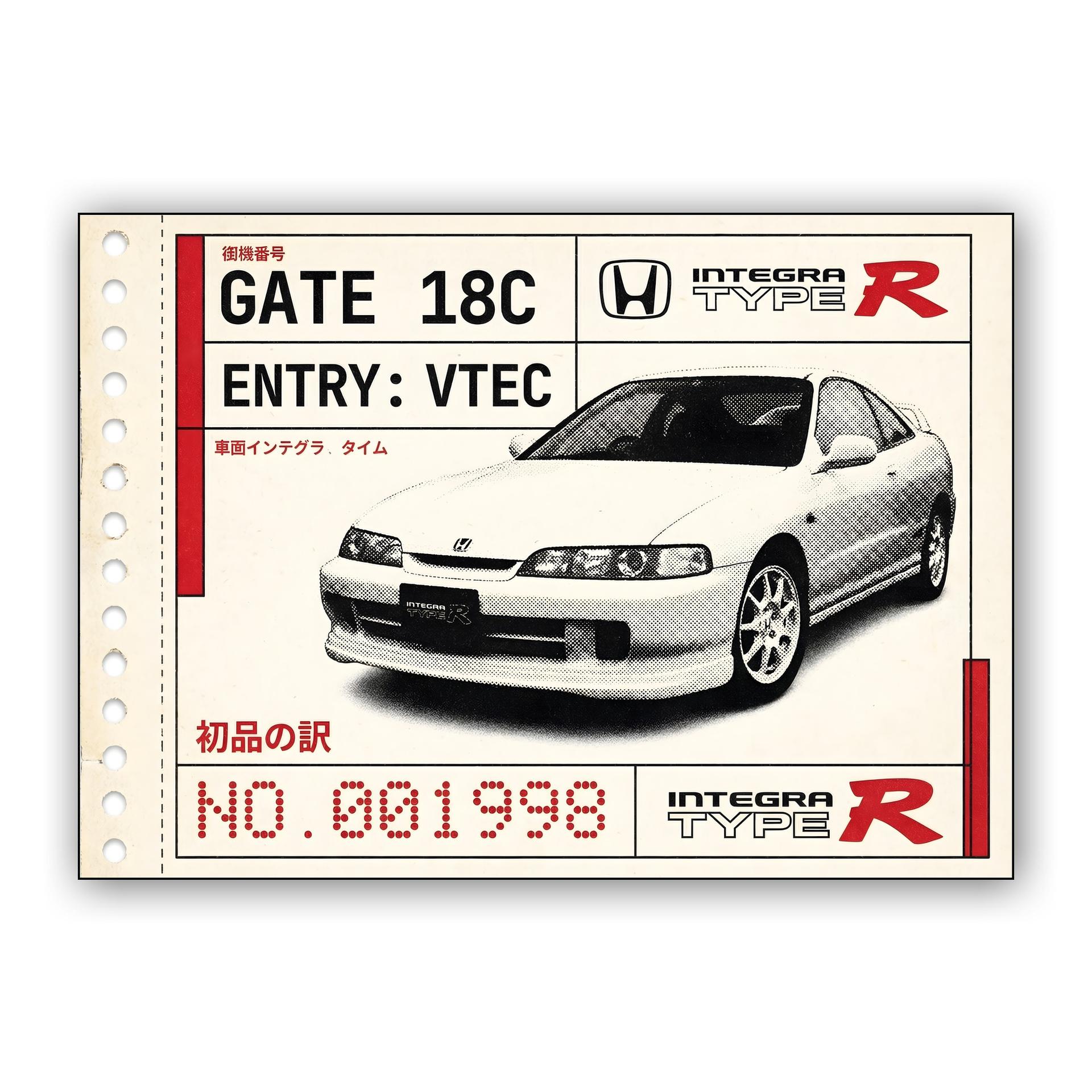 Honda Integra Type R DC2 VTEC Entry Graphic