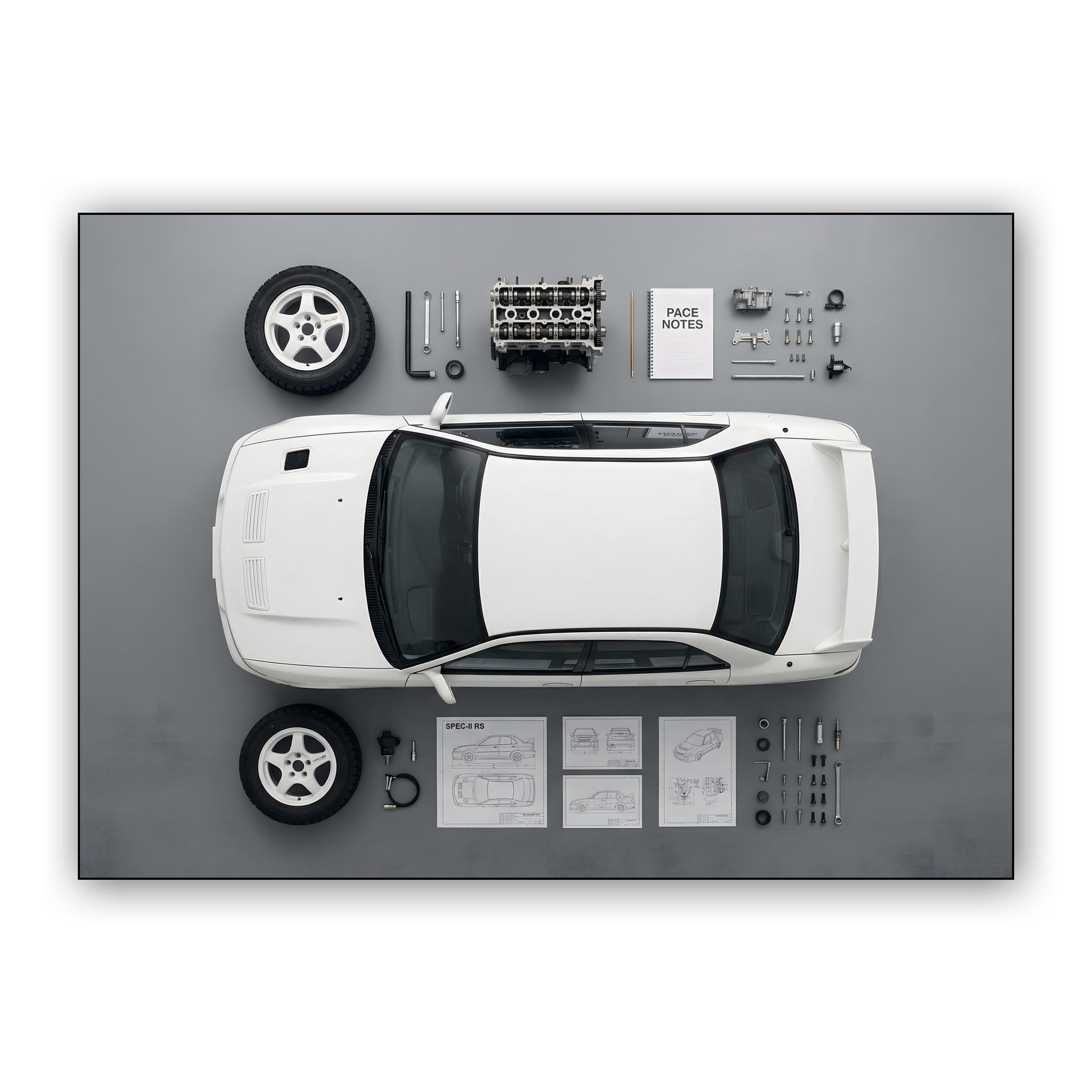 Mitsubishi Lancer Evolution II RS Knolling Component Study