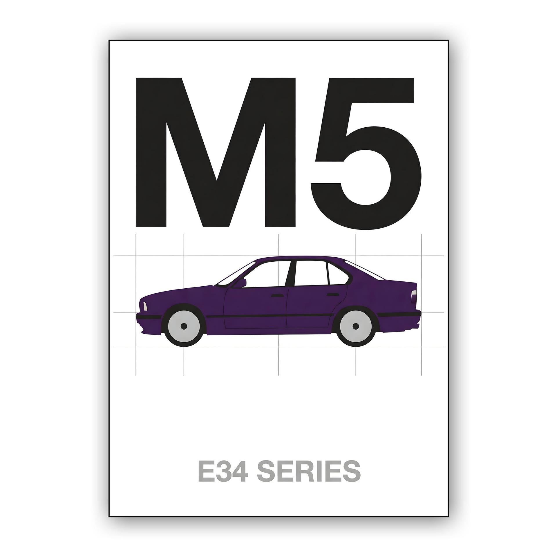 BMW E34 M5 Minimalist Purple Profile