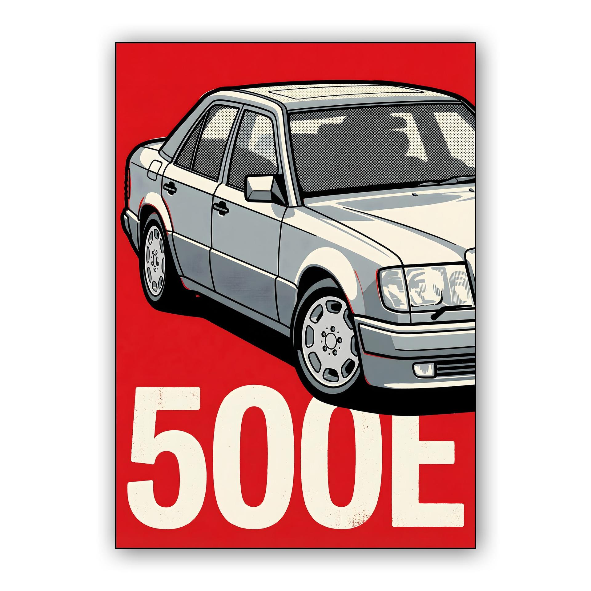 Mercedes-Benz 500E Red Pop Art Illustration