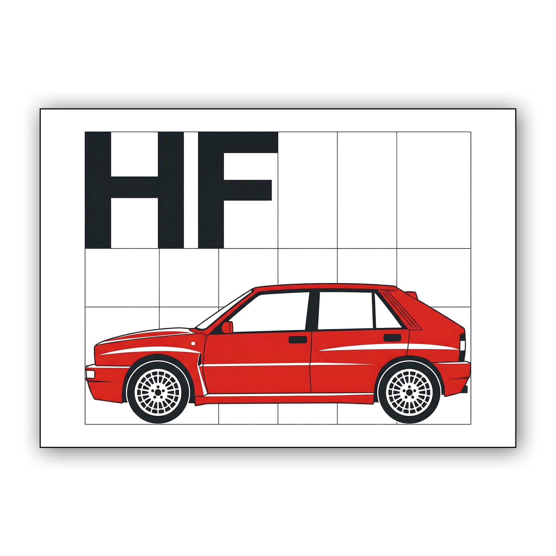 Lancia Delta HF Integrale: Red Grid Minimalist