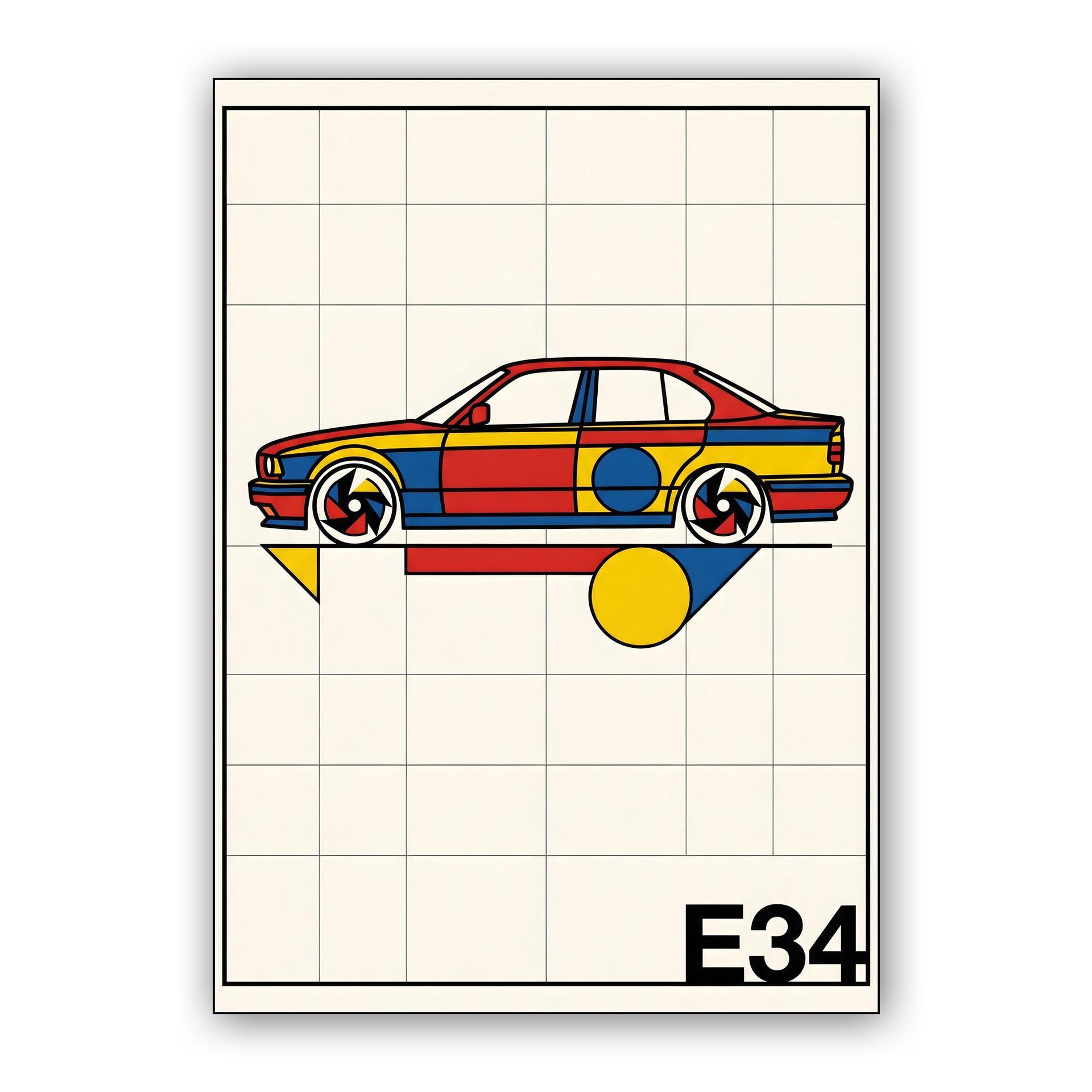 BMW E34: Bauhaus Grid Composition