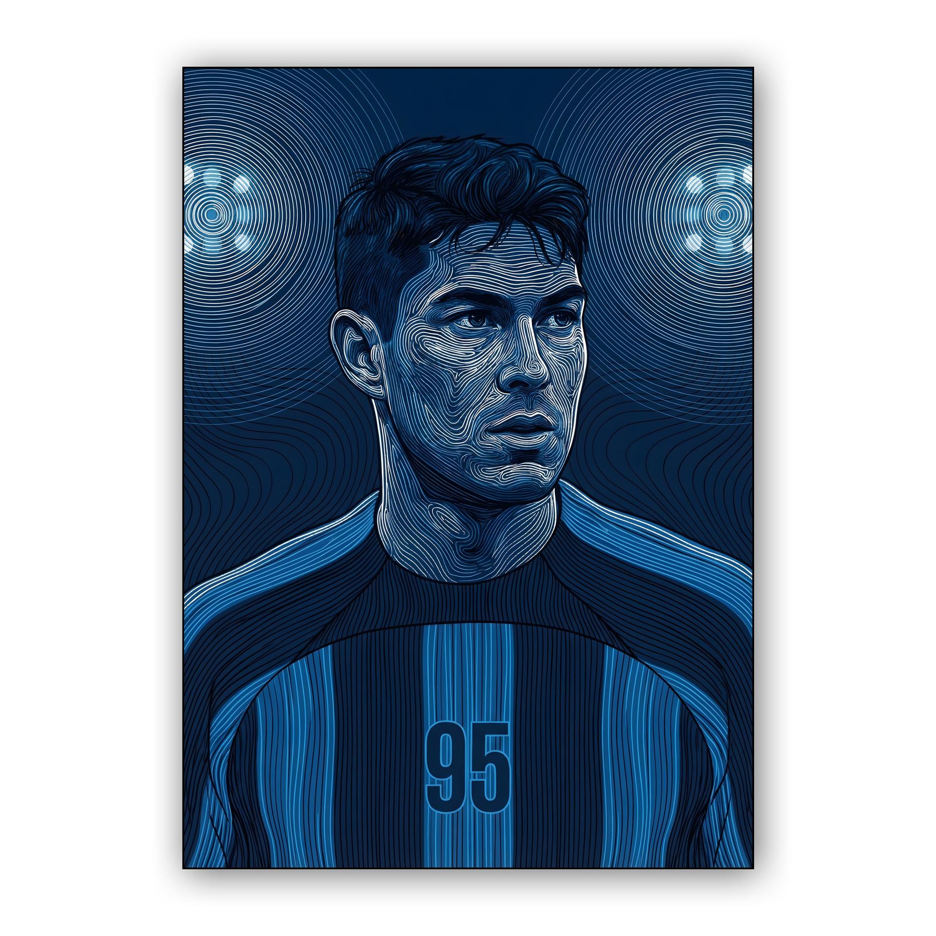 Alessandro Bastoni - Inter Milan Topographic Line Art