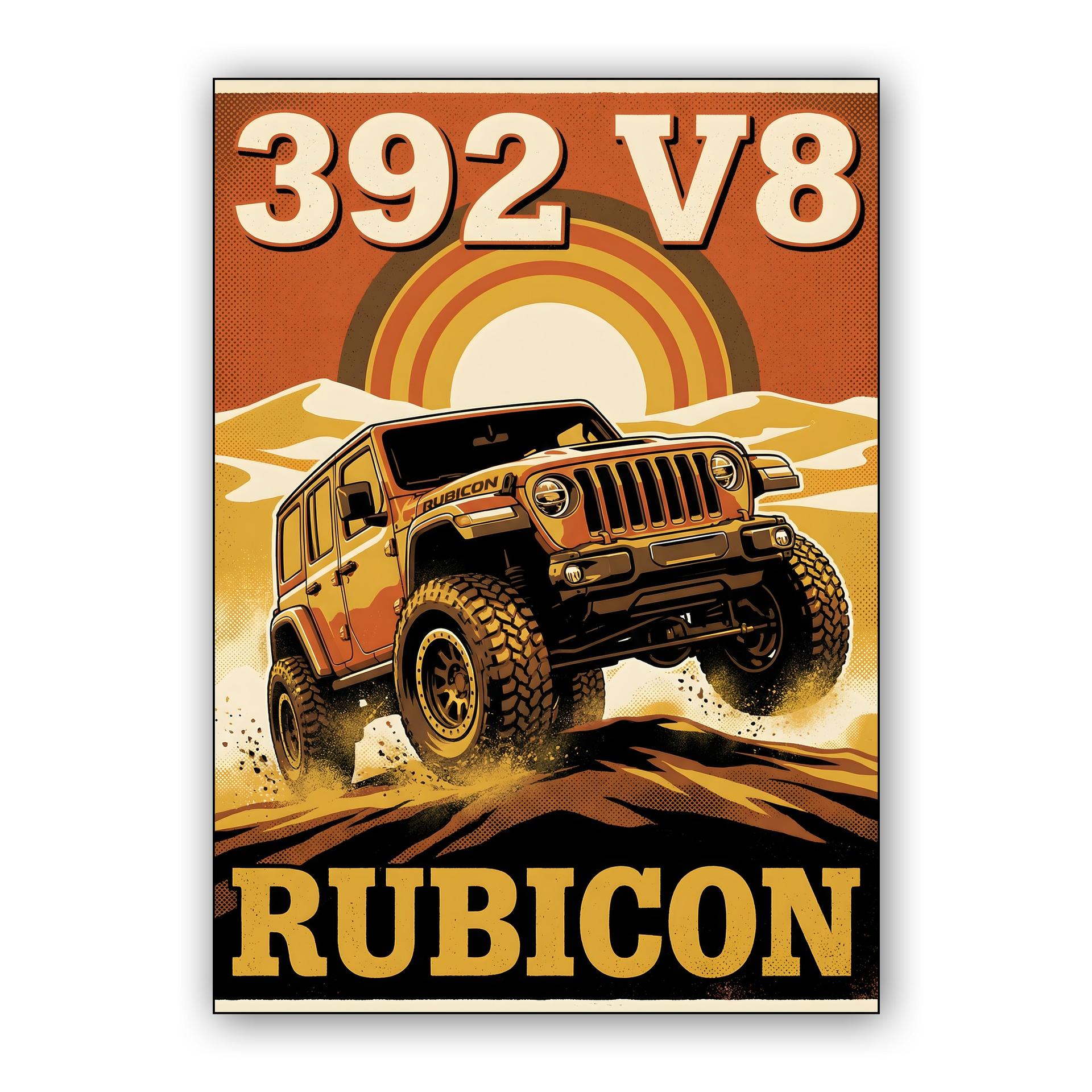 Jeep Wrangler Rubicon 392 V8 Retro Desert Poster