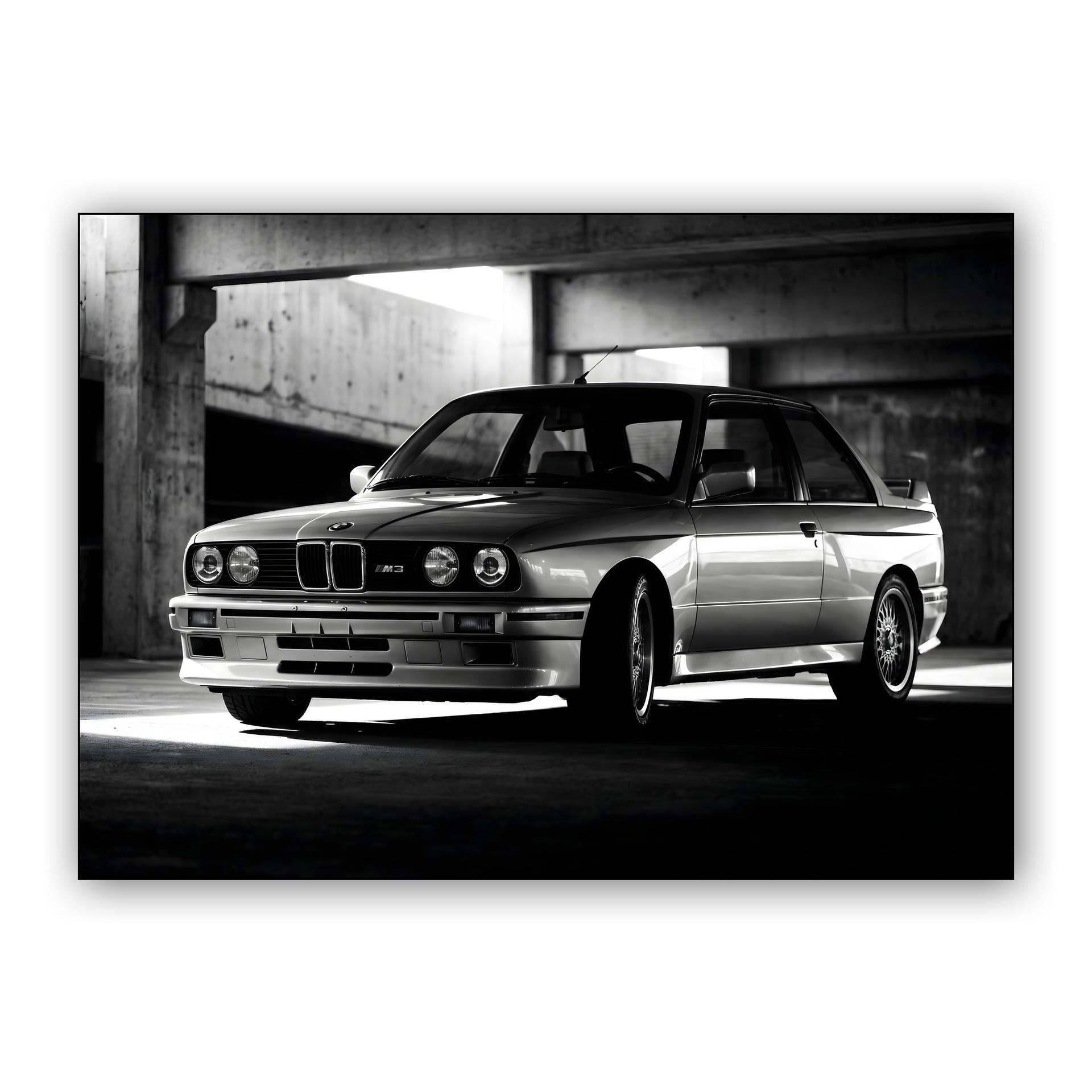 BMW E30 M3 Monochrome Garage Portrait
