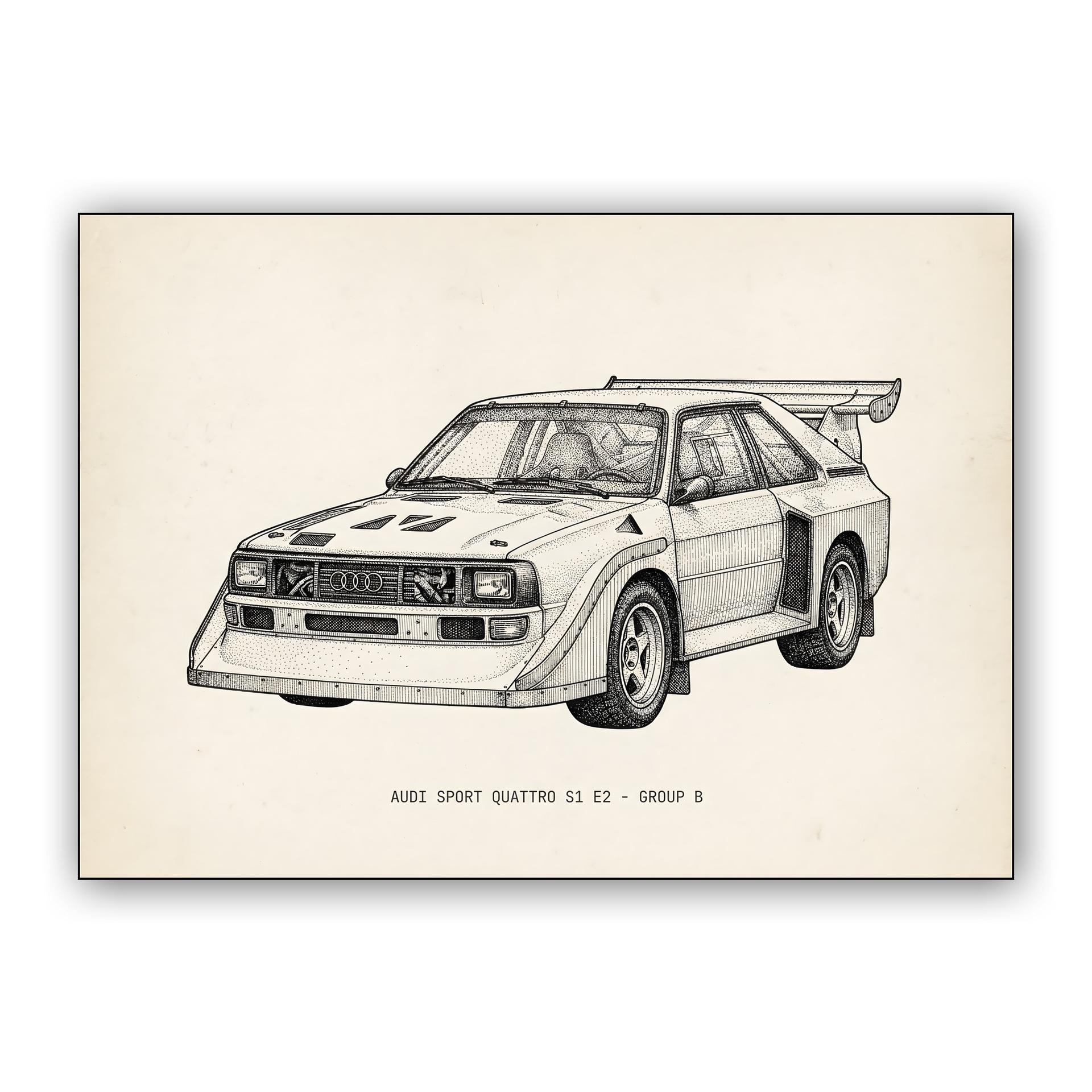 Audi Sport Quattro S1 E2: Meticulous Ink Illustration
