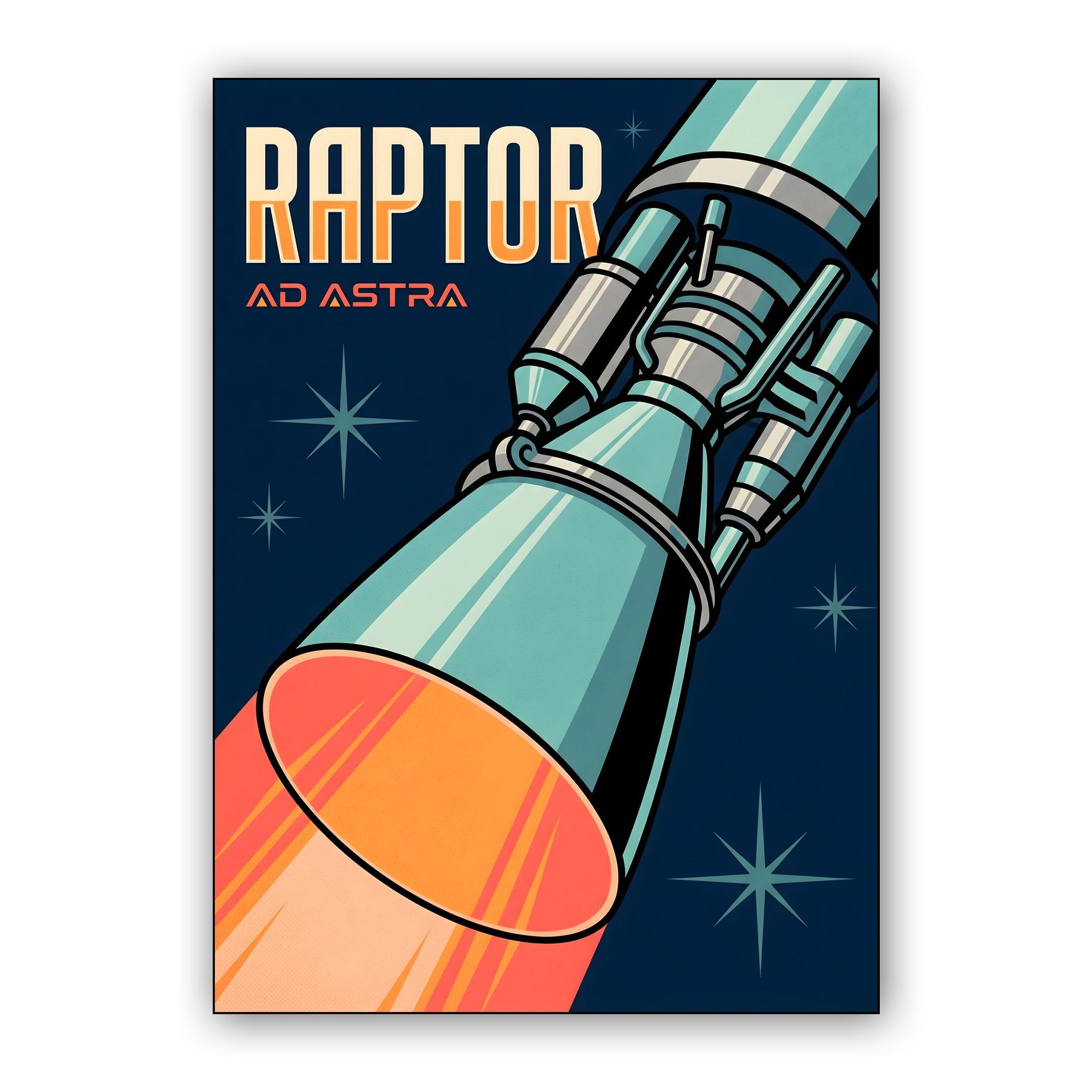 Ad Astra: Raptor Engine Retro Poster