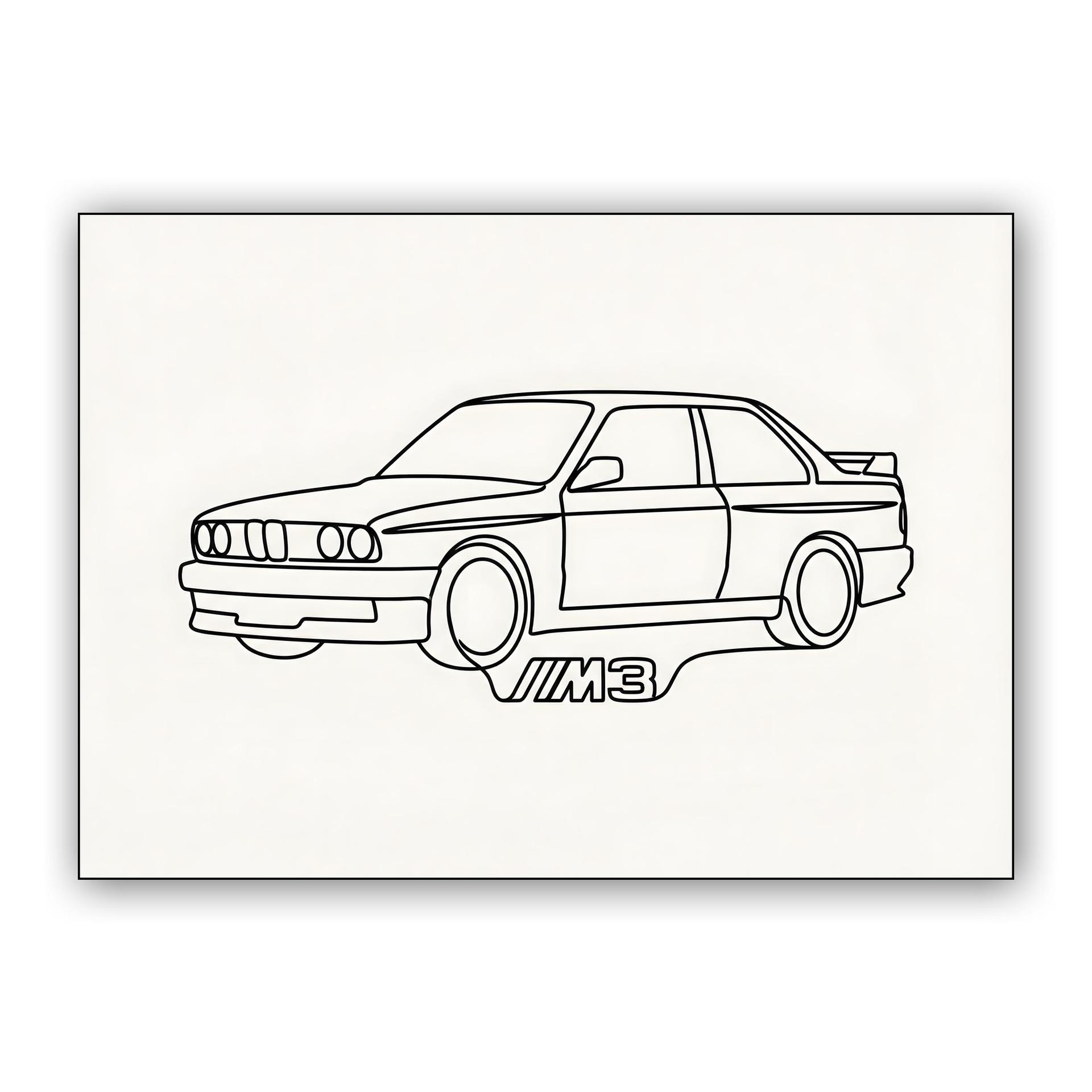 BMW E30 M3: Minimalist Line Art Study