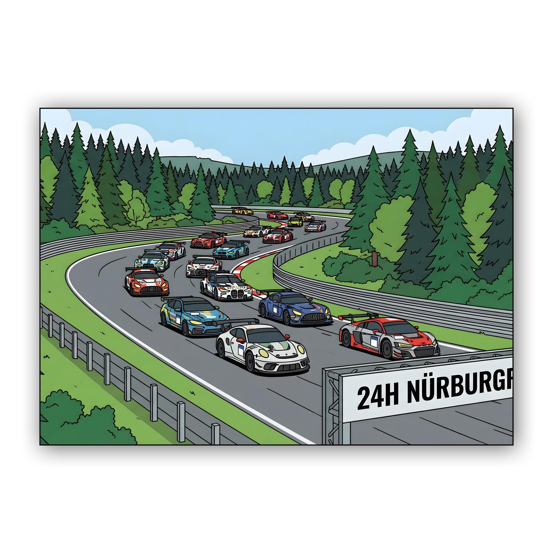 The Green Hell Grid: 24h Nürburgring Illustration