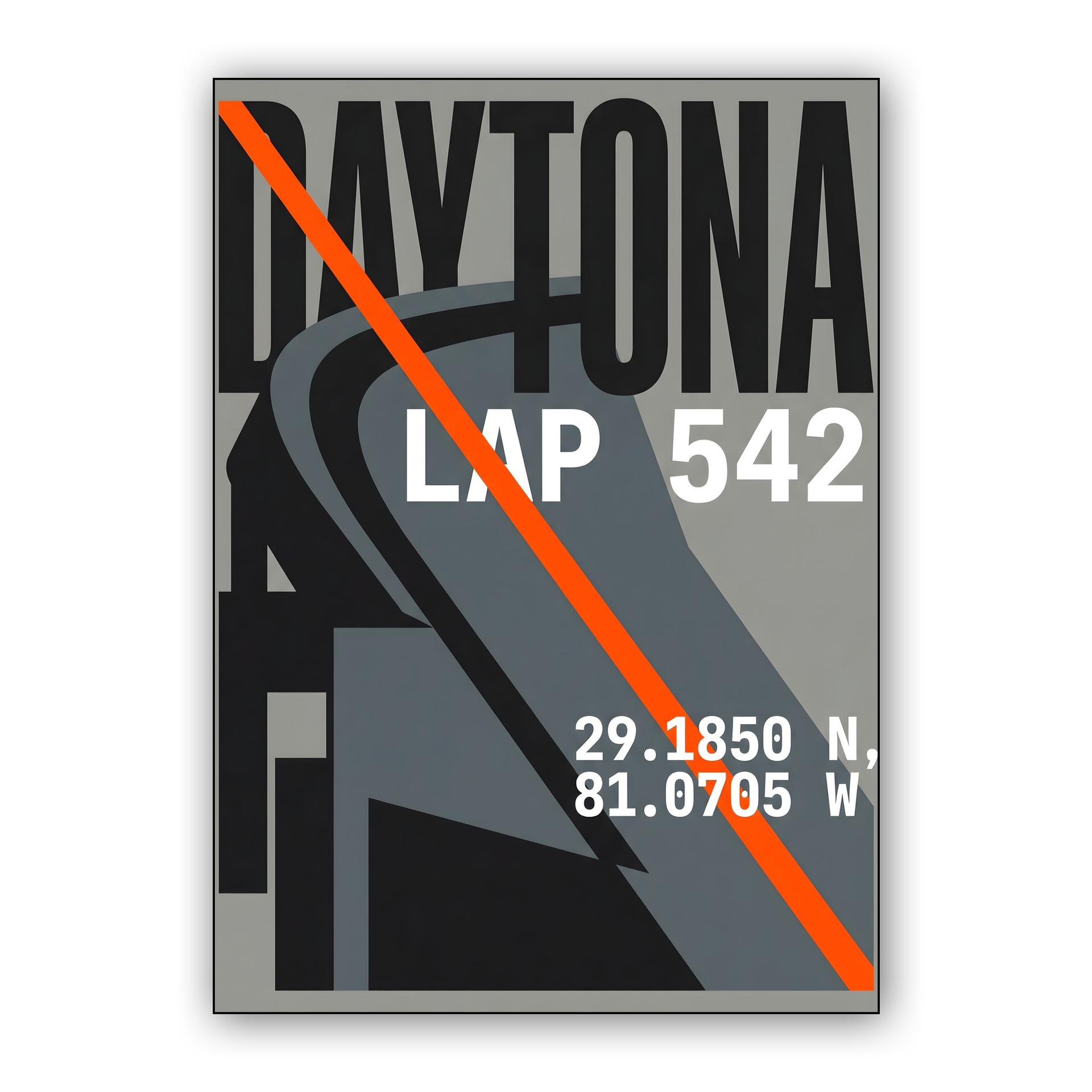 Daytona Coordinates: Lap 542 Minimalist Track Art