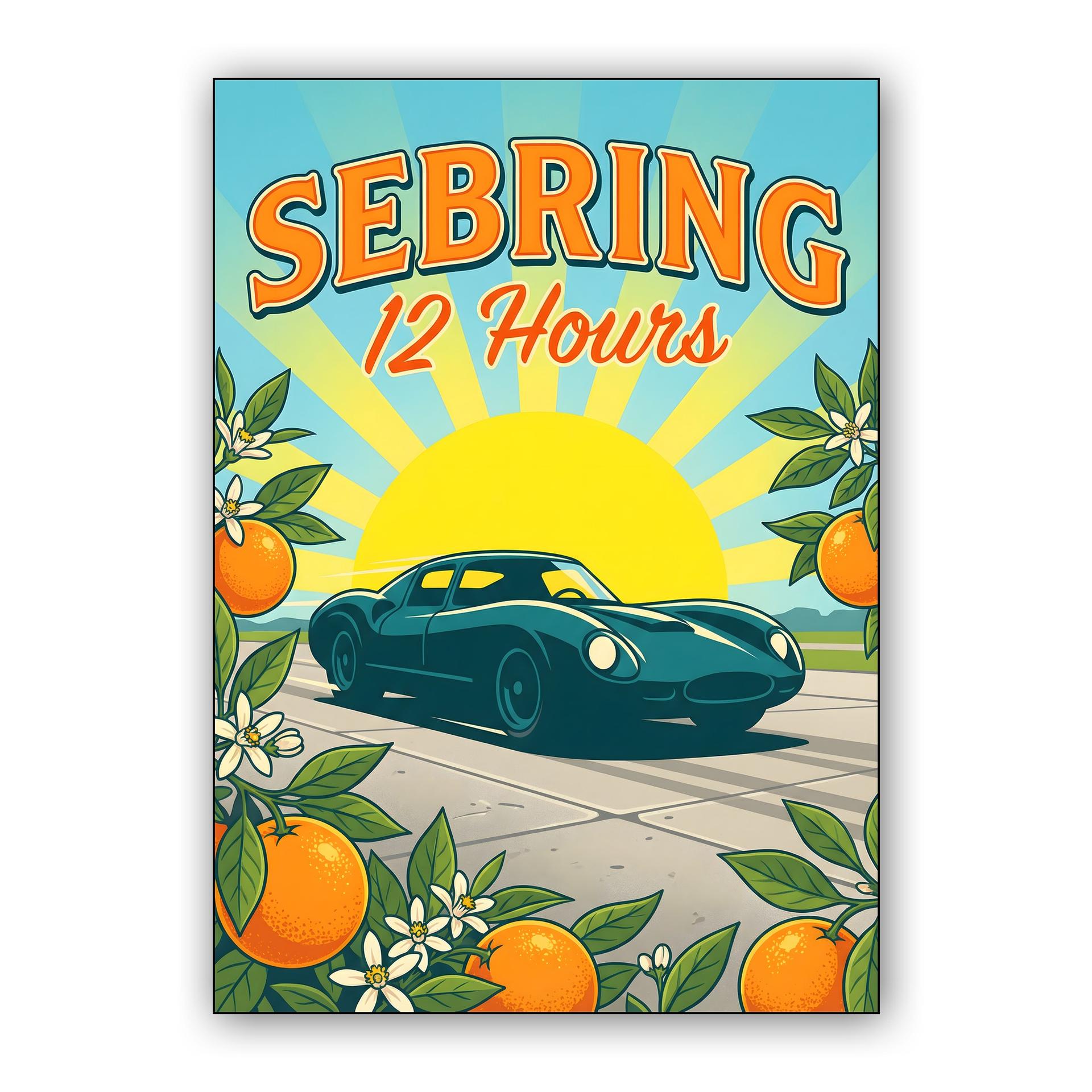 Sebring 12 Hours: Florida Citrus & Speed Vintage Poster