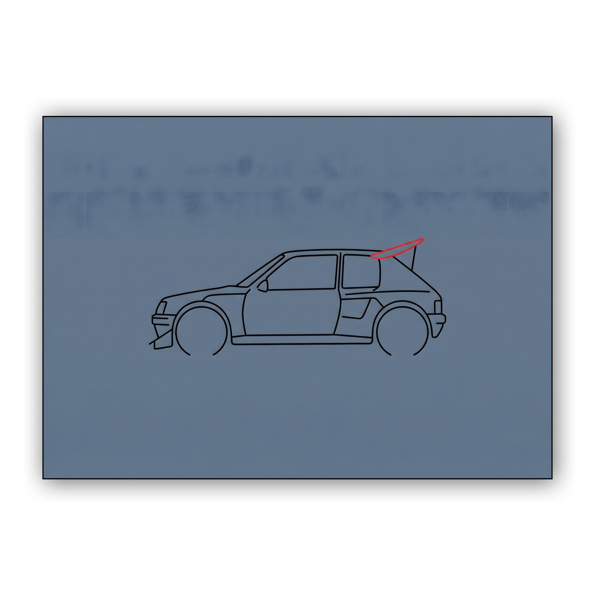 Group B Legend: Peugeot 205 T16 Minimalist Line Art