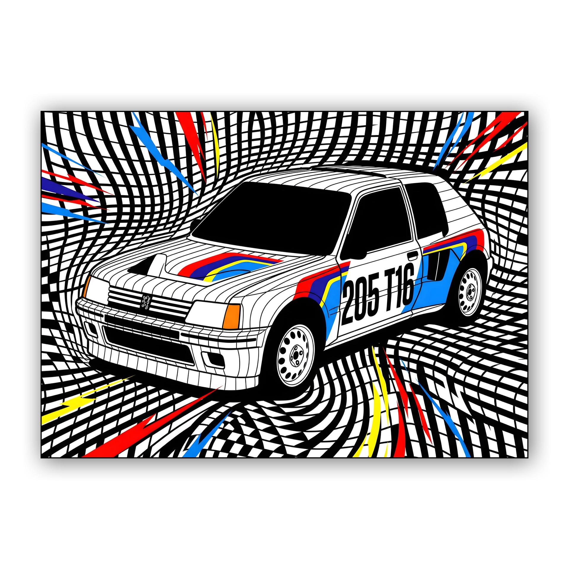 Peugeot 205 T16: Op-Art Rally Pulse