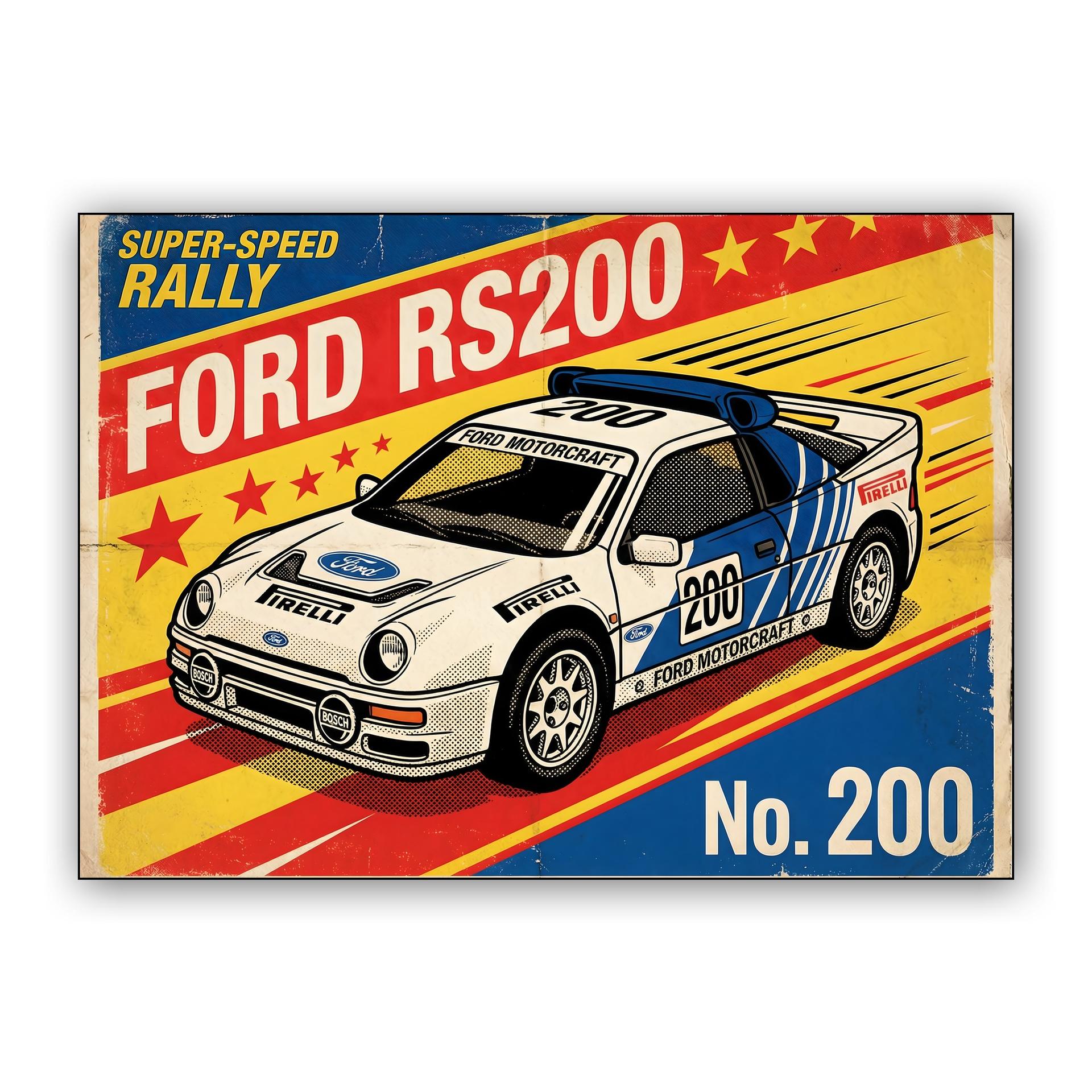 Ford RS200: Super-Speed Rally Vintage Poster