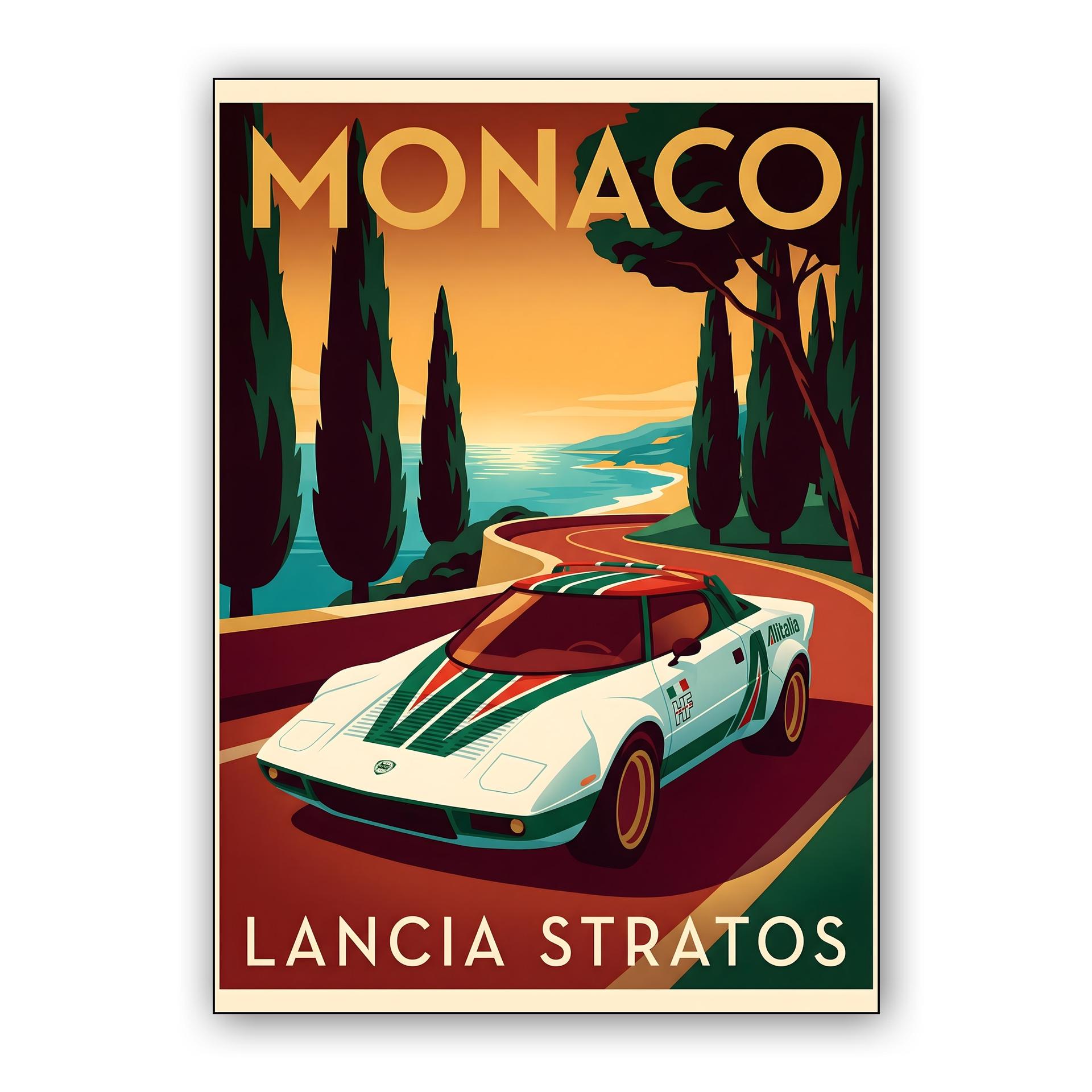 Monaco Sun: Lancia Stratos Alitalia Heritage Poster