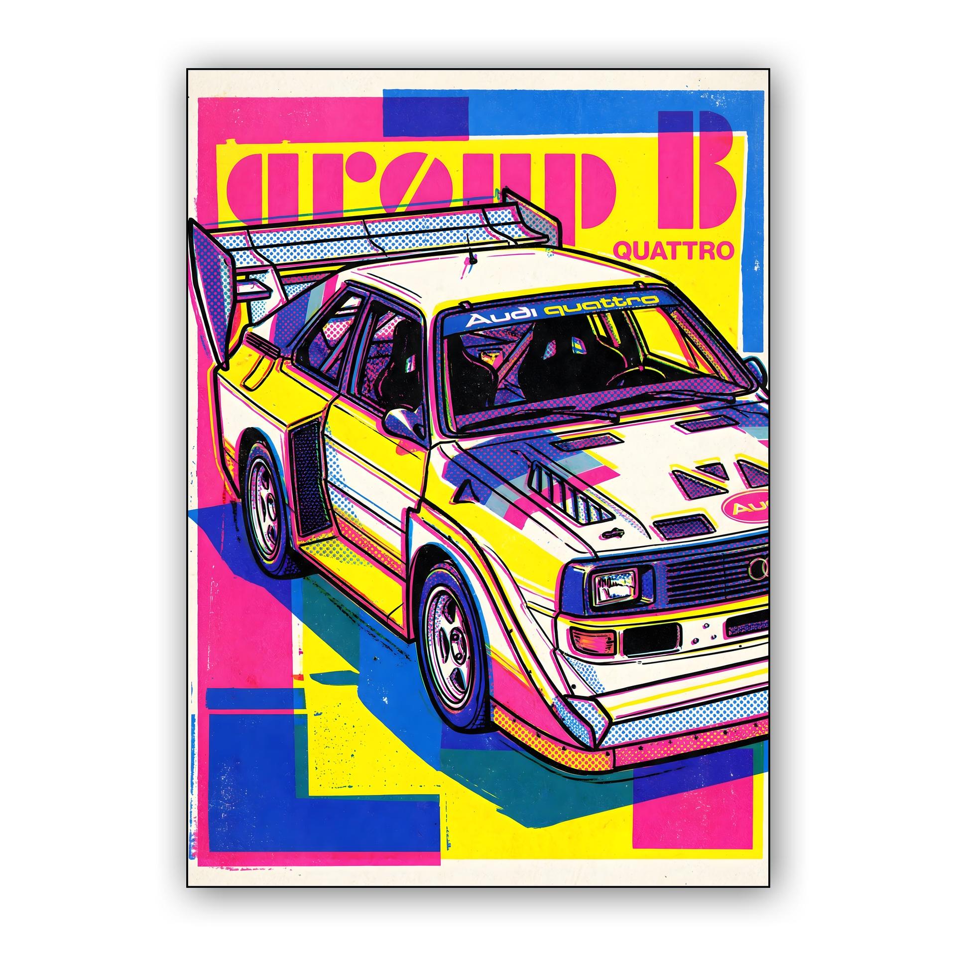 Neon Rally Legend: Audi Sport Quattro S1 E2 Pop Art