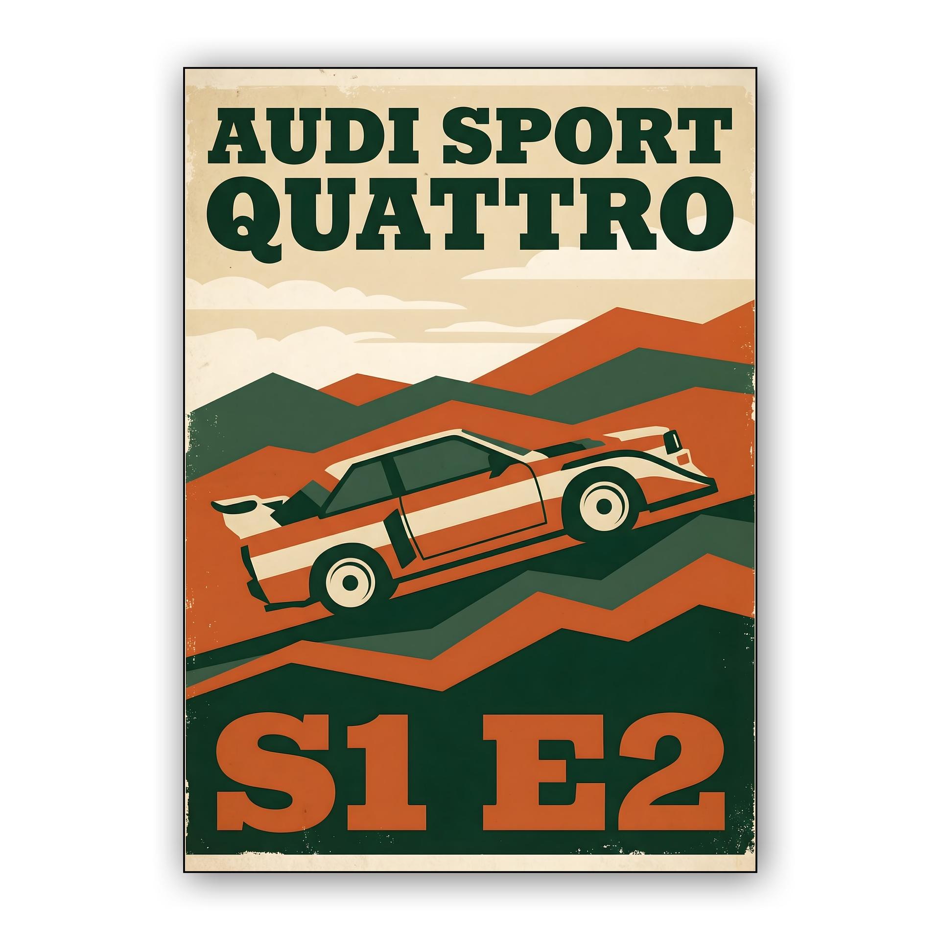 Mountain Monarch: Audi Sport Quattro S1 E2 Vintage Poster