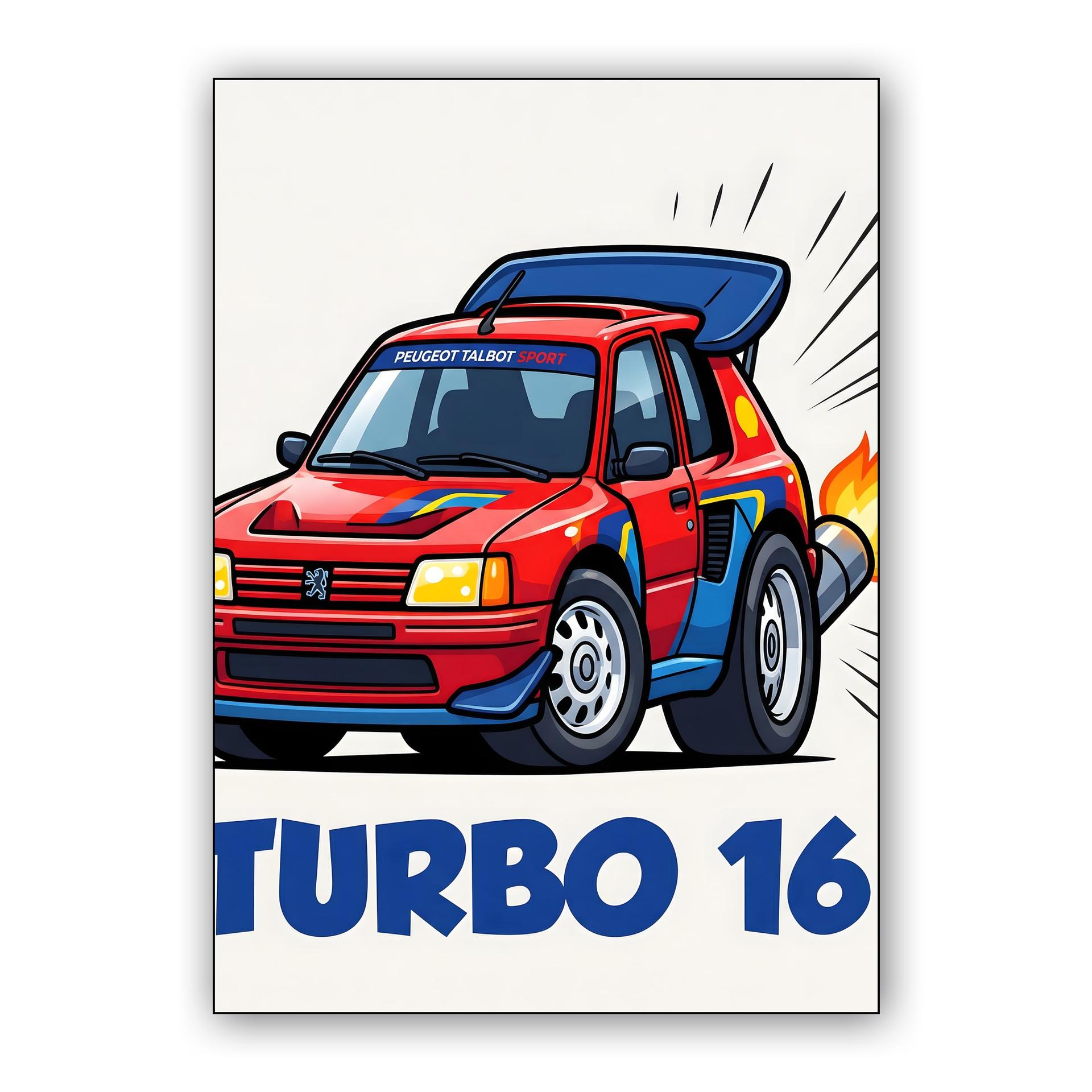 Turbo Fire: Peugeot 205 T16 Chibi Rally Art