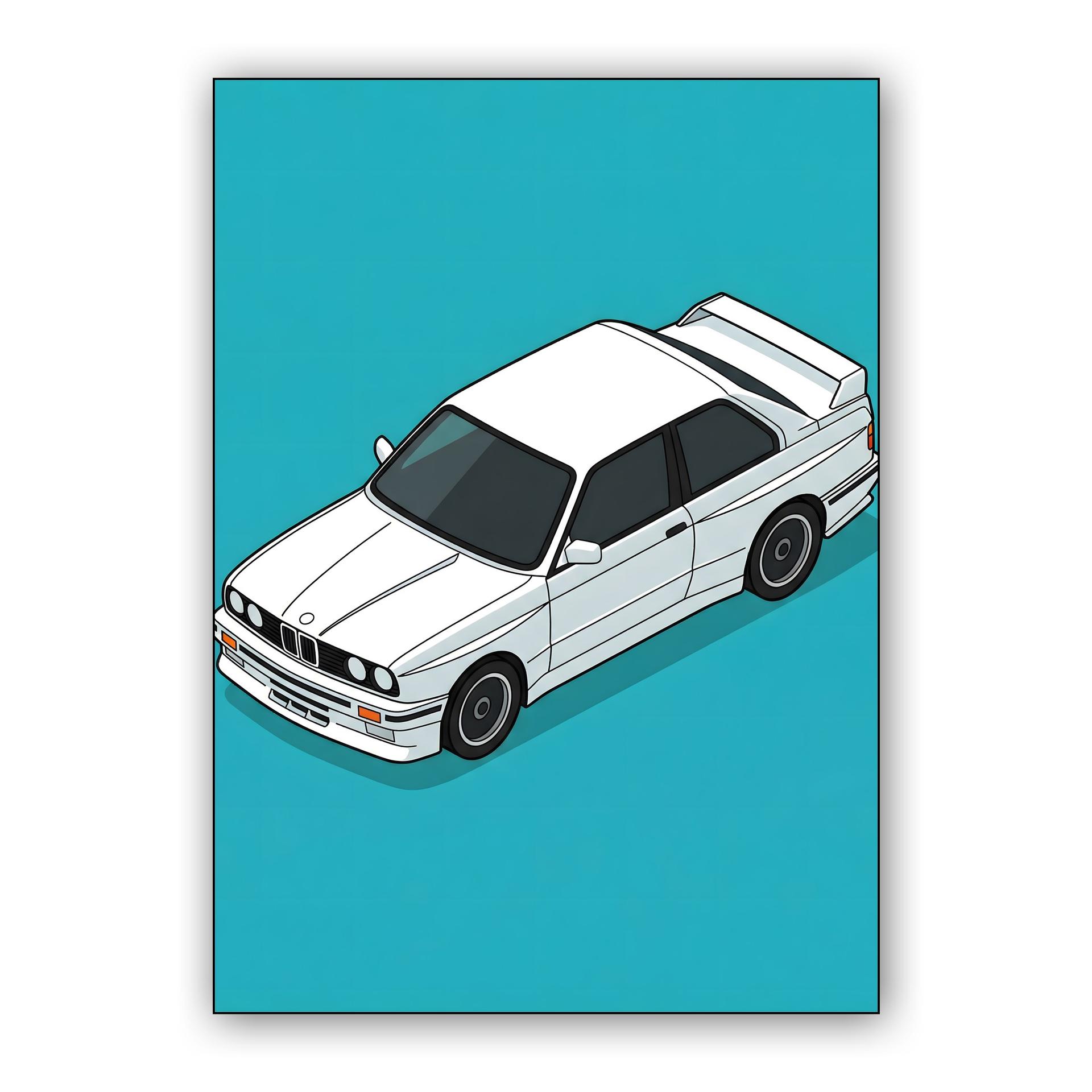 BMW E30 M3 Isometric Teal