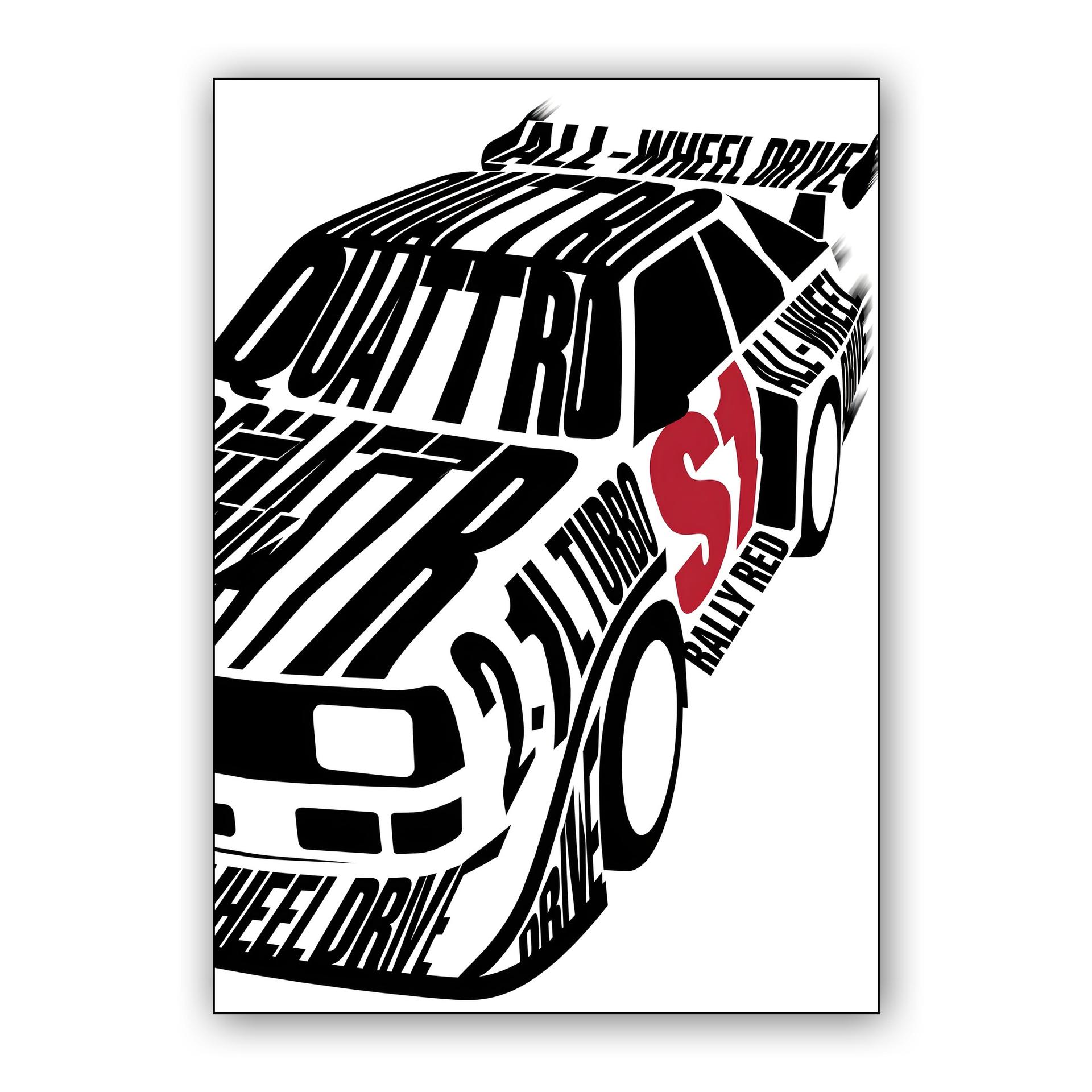 Audi Sport Quattro S1 Typographic Calligram