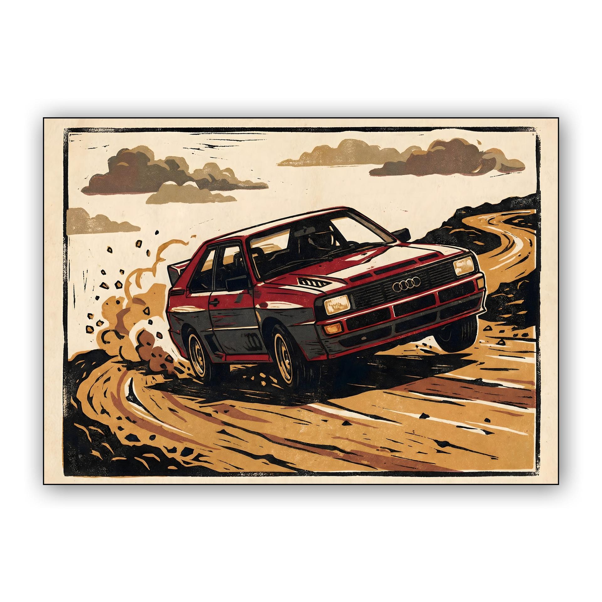 Audi Sport Quattro Rally Linocut
