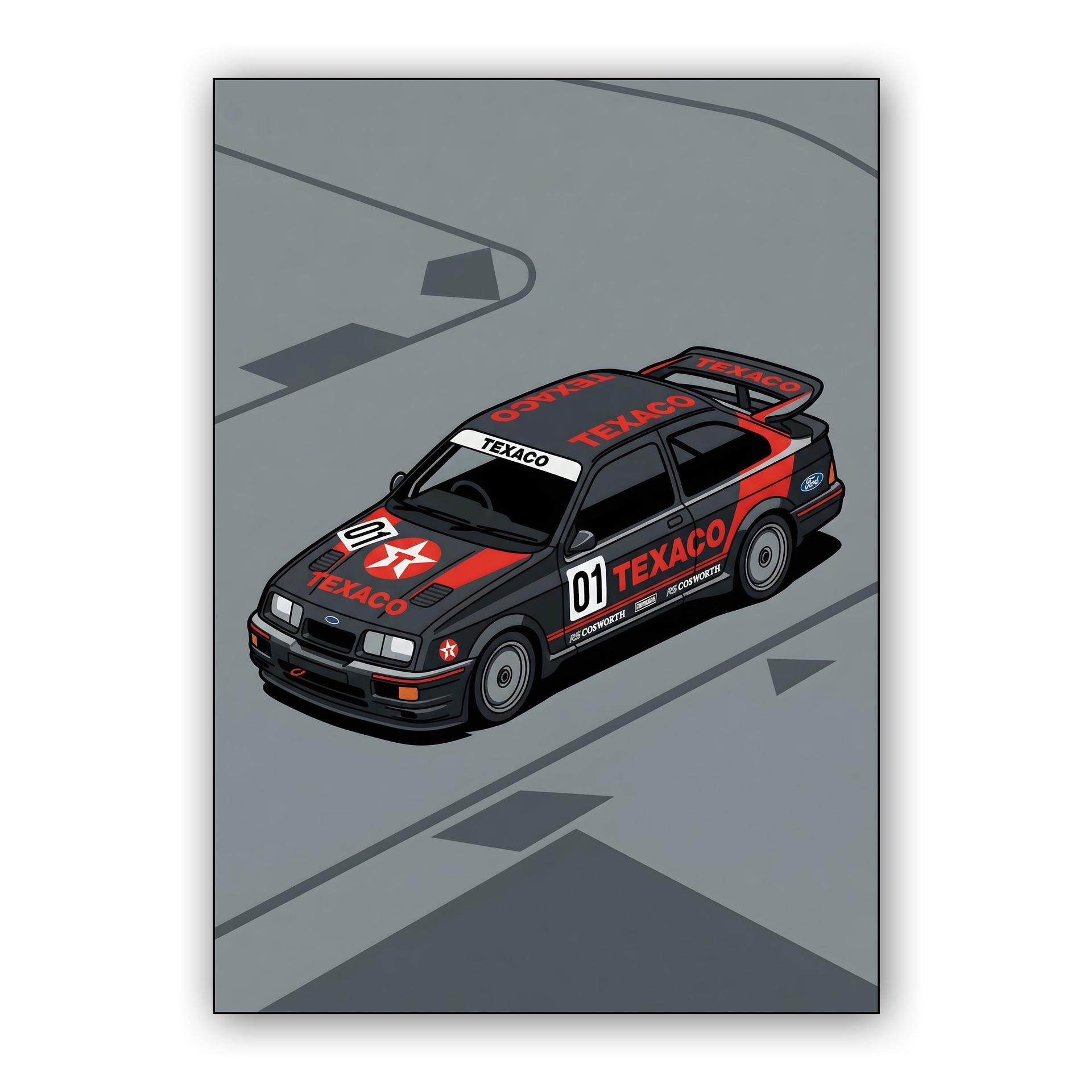 Ford Sierra RS Cosworth Texaco Isometric Illustration