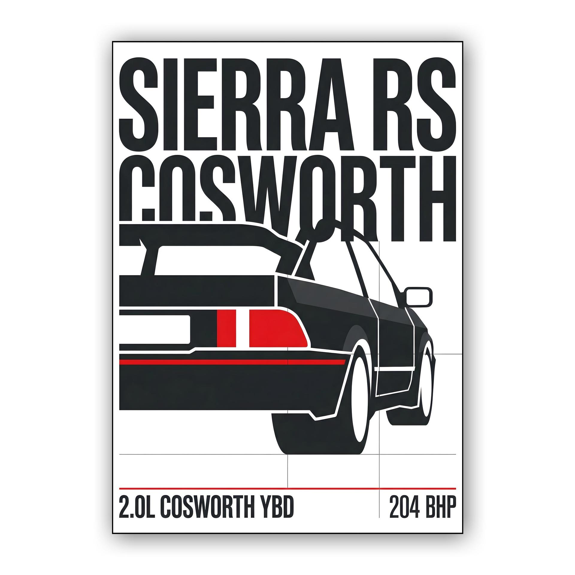 Ford Sierra RS Cosworth Swiss Style Technical Art