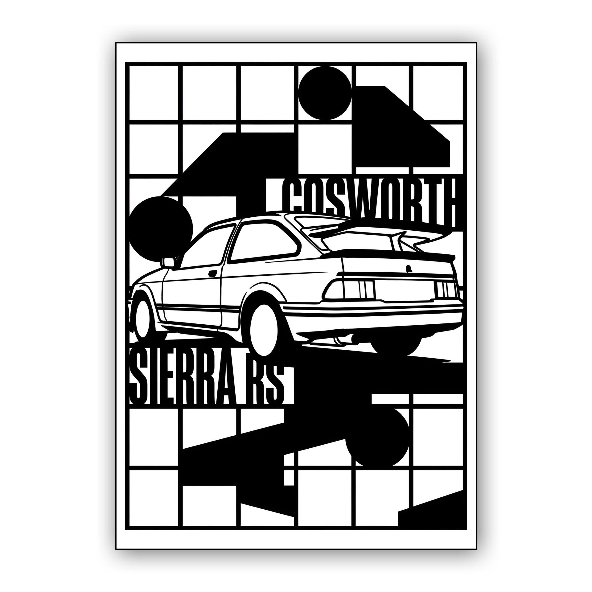 Ford Sierra RS Cosworth Geometric Grid Graphic