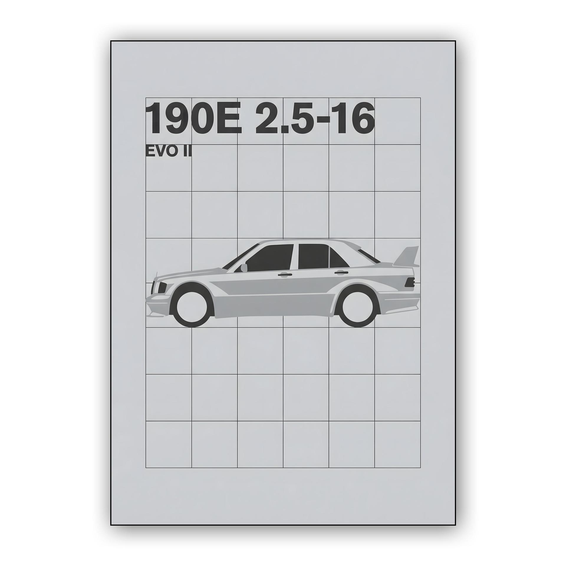 Mercedes 190E Evolution II Minimalist Technical Profile