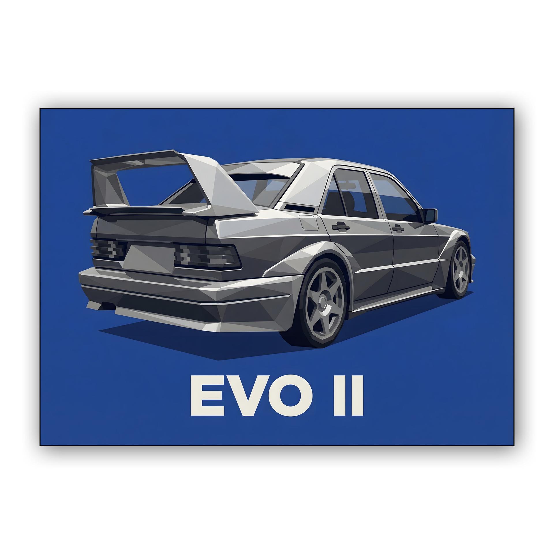 Mercedes 190E Evolution II Low Poly Blue