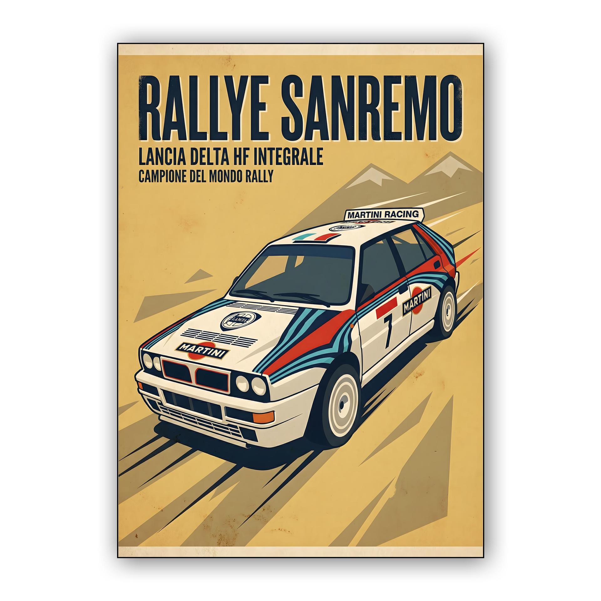 Lancia Delta Integrale Rallye Sanremo Vintage Poster