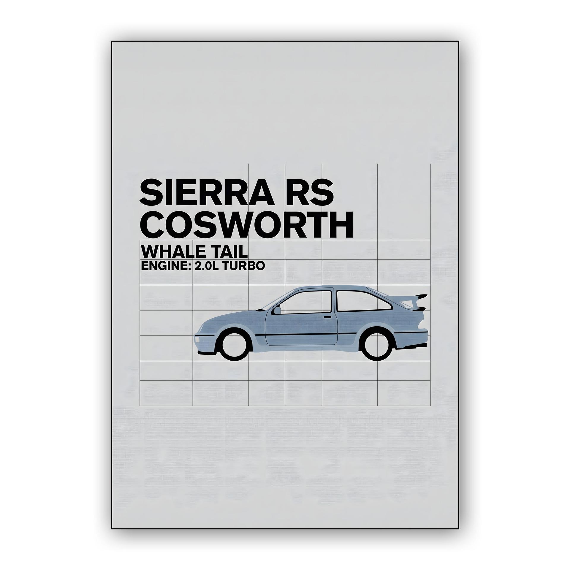 Ford Sierra RS Cosworth Whale Tail Technical Graphic