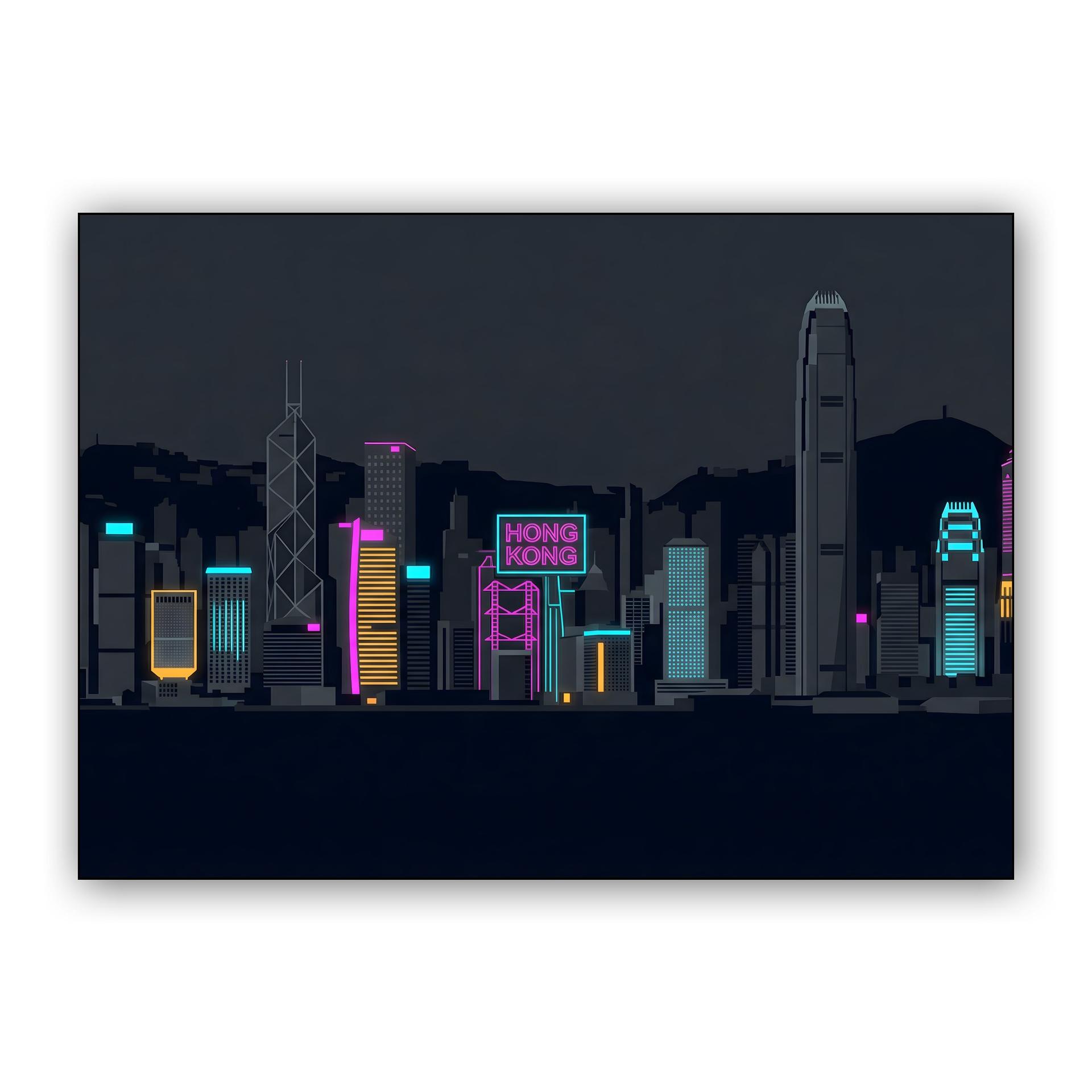 Hong Kong Horizon: Neon Minimalist Skyline