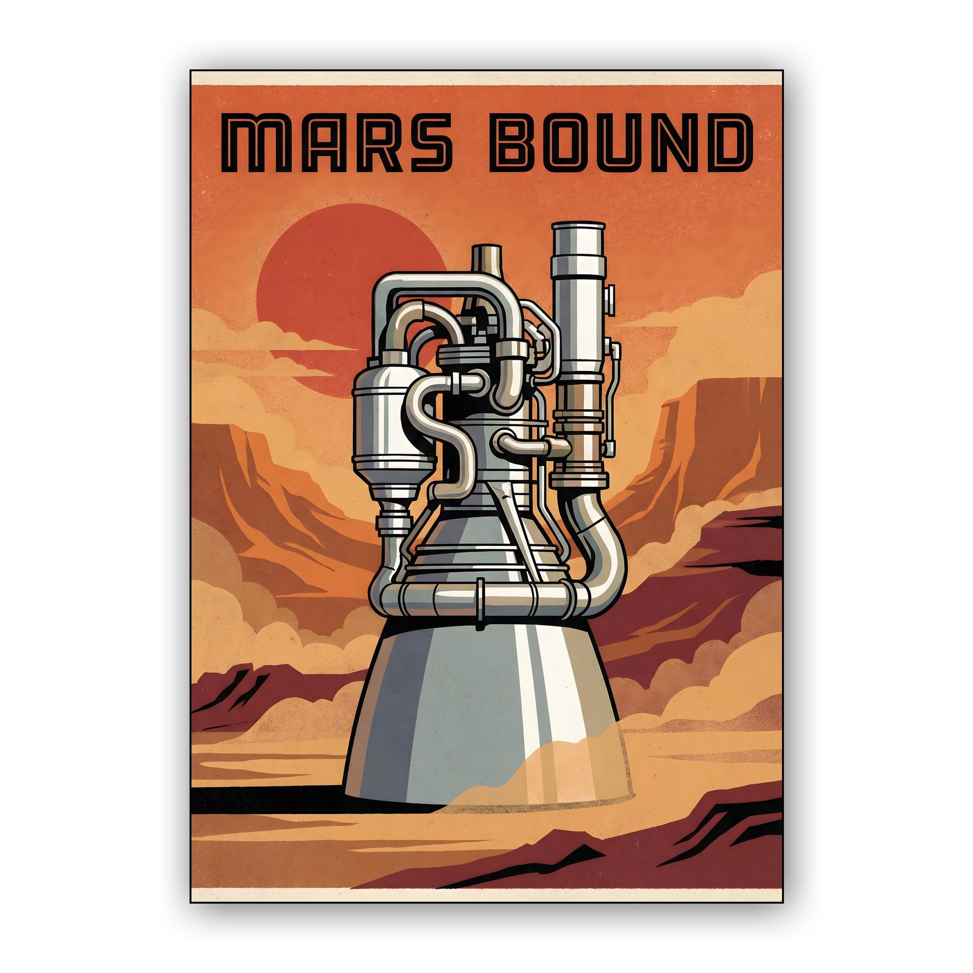 Mars Bound Retro SpaceX Raptor Engine Poster