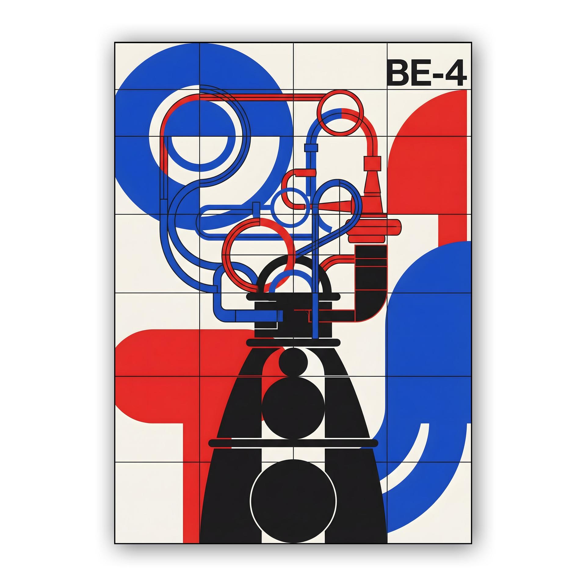 BE-4 Engine Geometric Graphic Art
