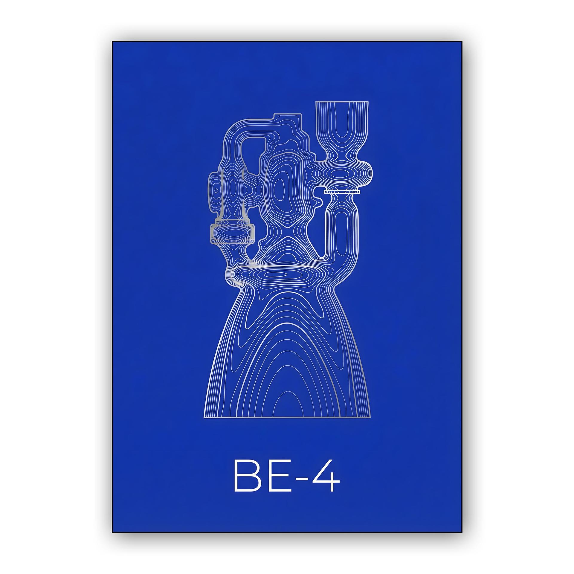 BE-4 Engine Topographical Minimalist Art
