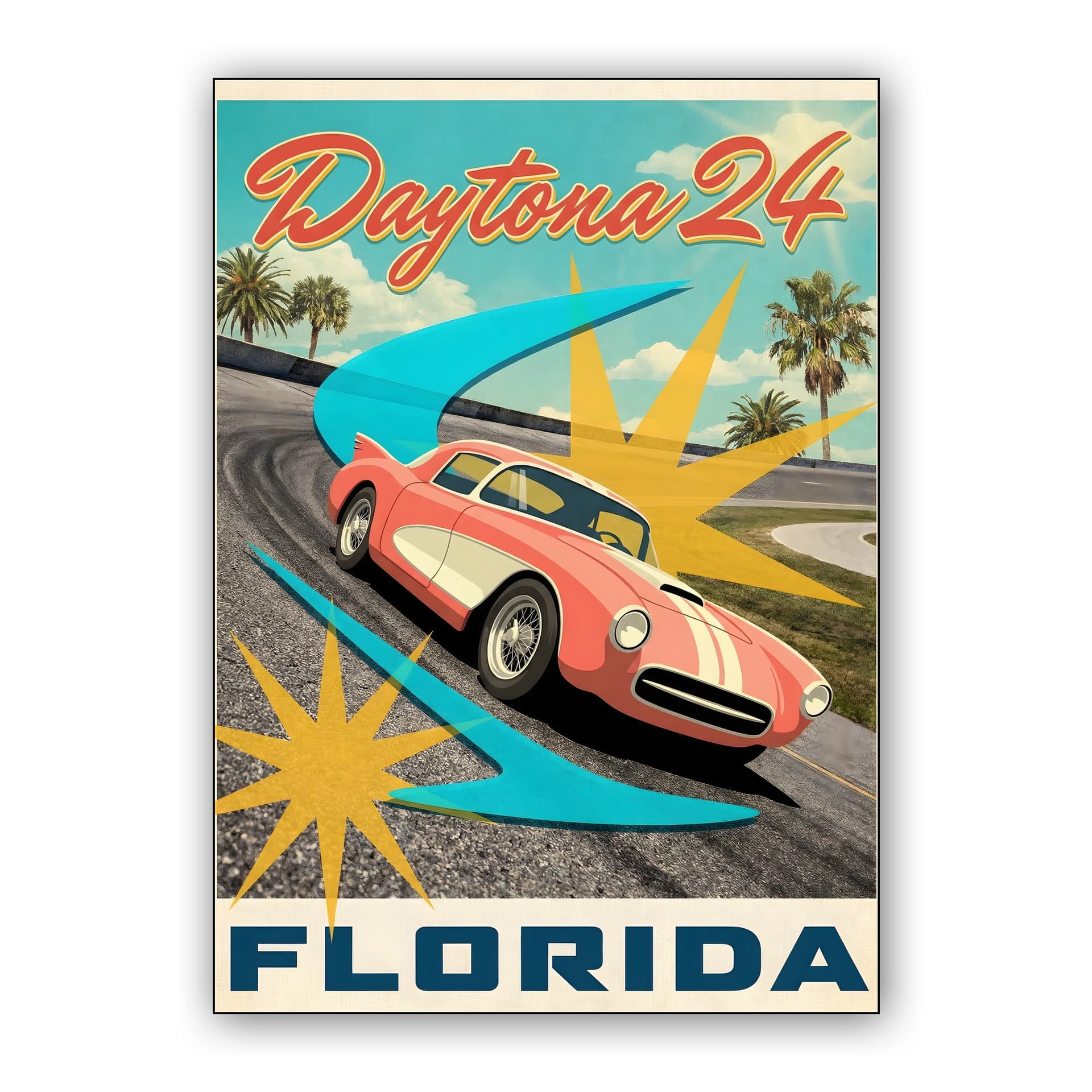Daytona 24 Florida Retro Racing Poster