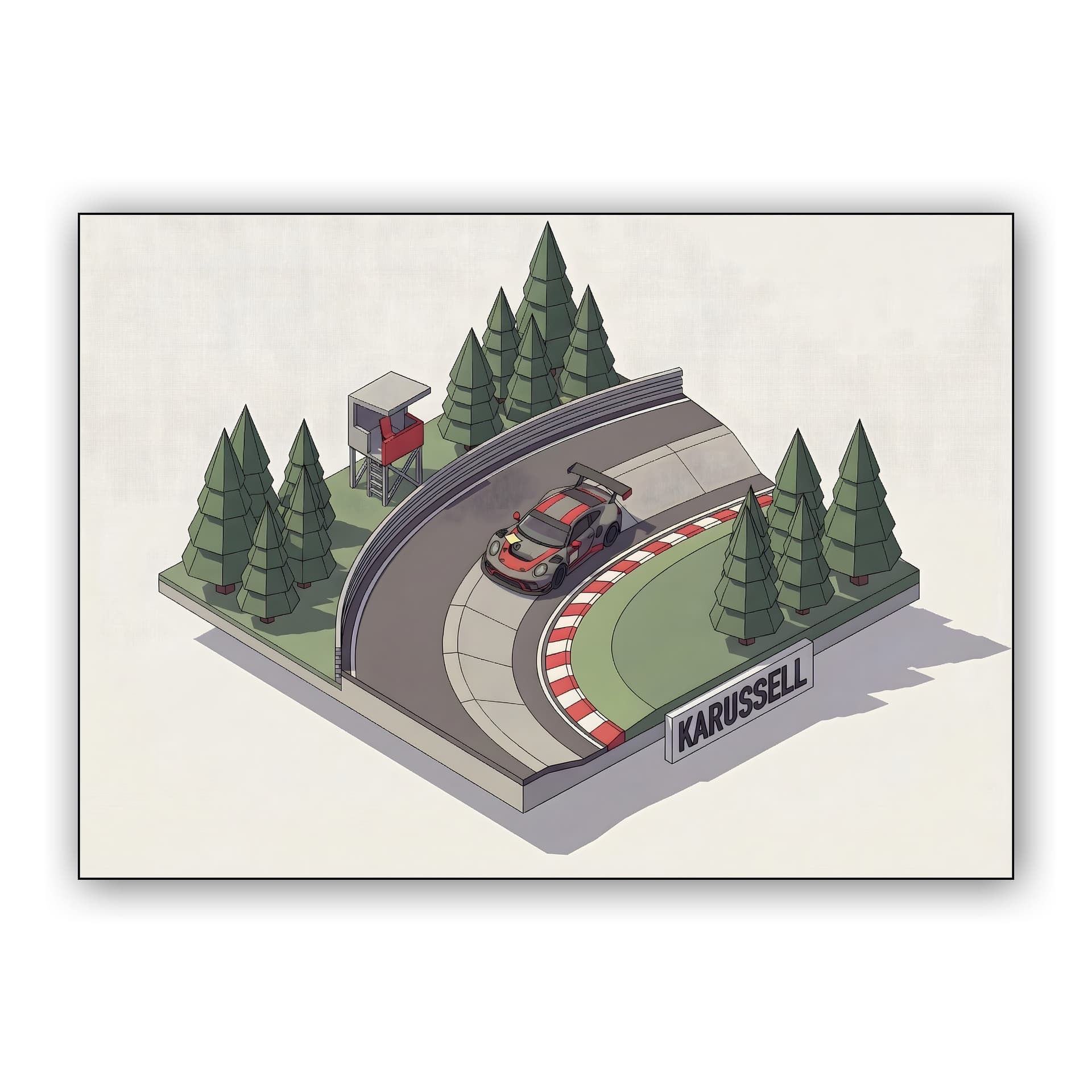 Nürburgring Karussell Porsche GT3 RS Isometric Diorama