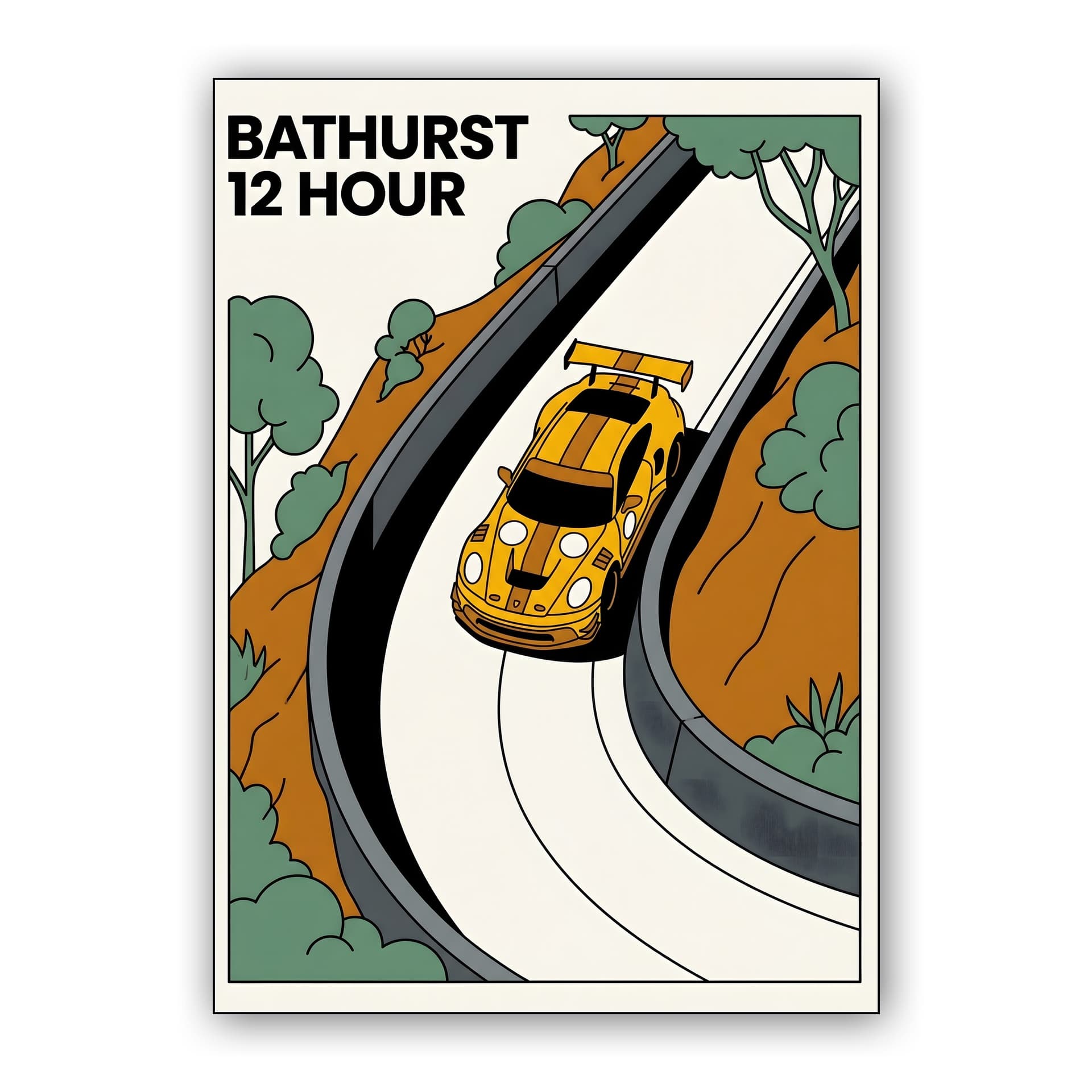 Bathurst 12 Hour Mount Panorama Porsche Ligne Claire Poster