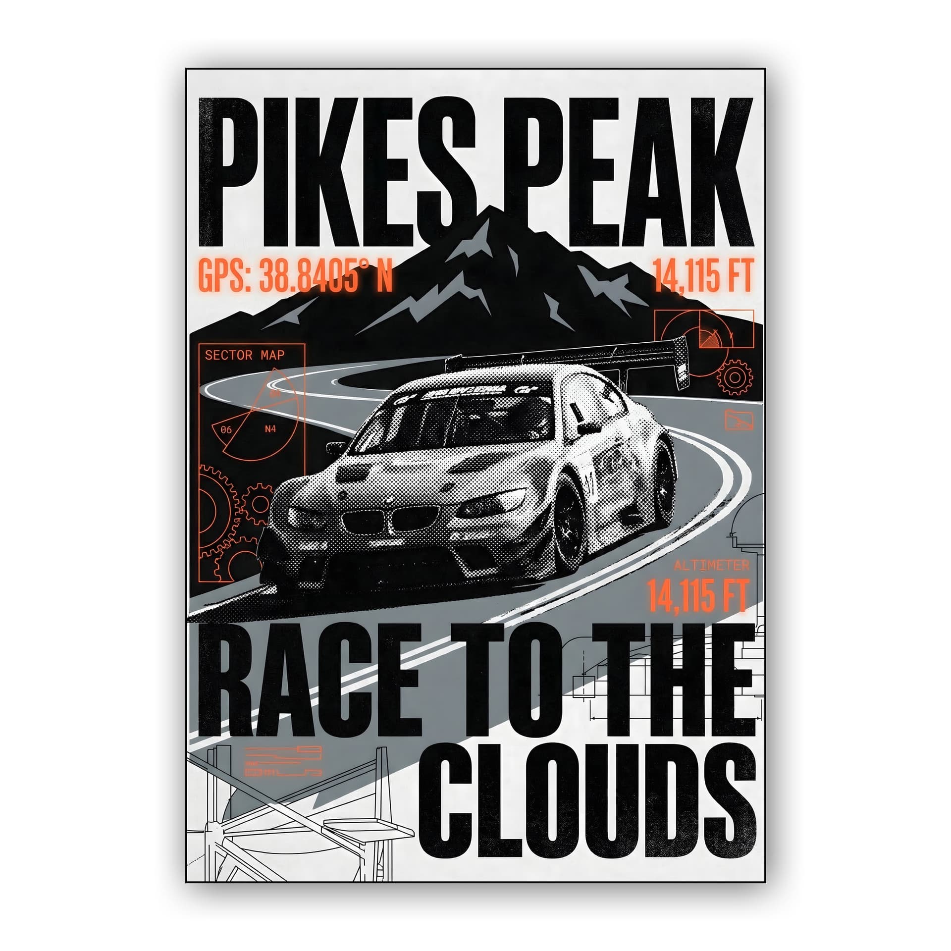 Pikes Peak Race to the Clouds BMW M3 Graphic Poster